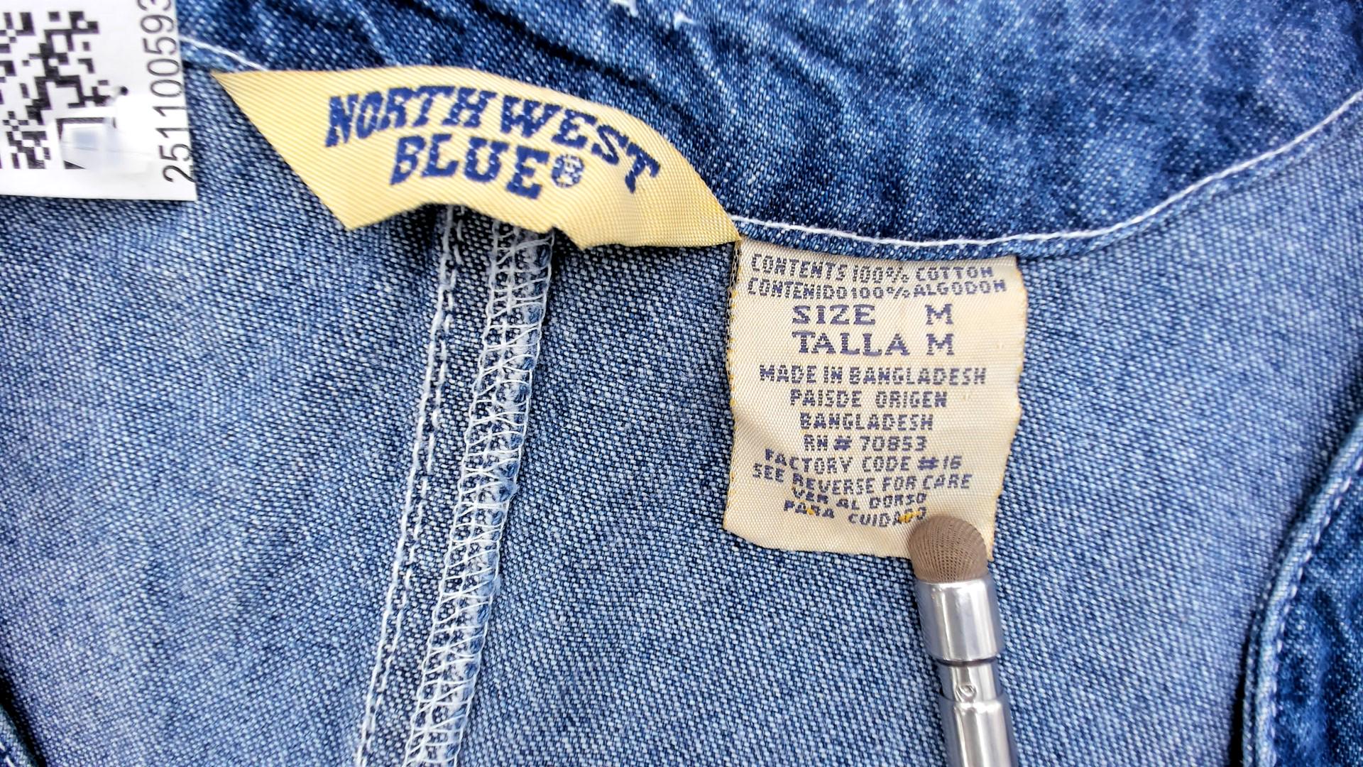90s Northwest Blue Denim Dress Button Front Sleeveless Knee-Length Medium M