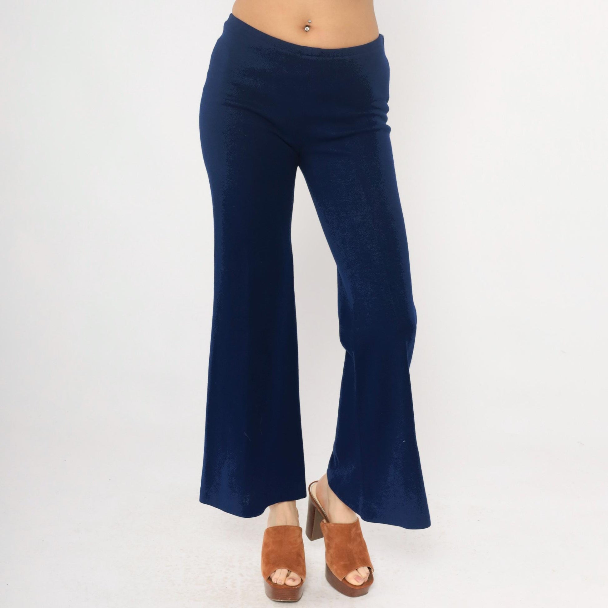 70s Navy Flare Pants Joshua Tree High Waisted Bell Bottom Medium