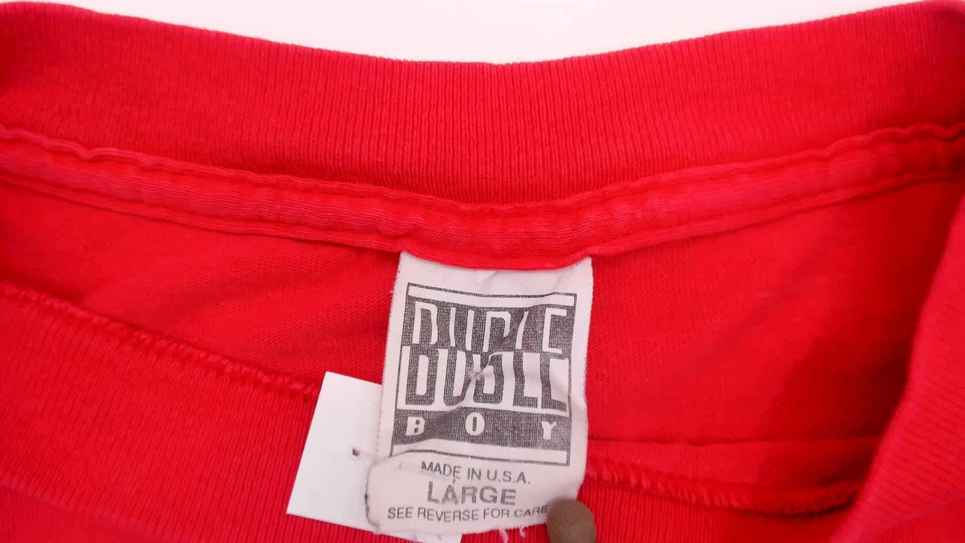 90s Bugle Boy Salmon Cotton T-Shirt Embroidered Crest Logo Large L