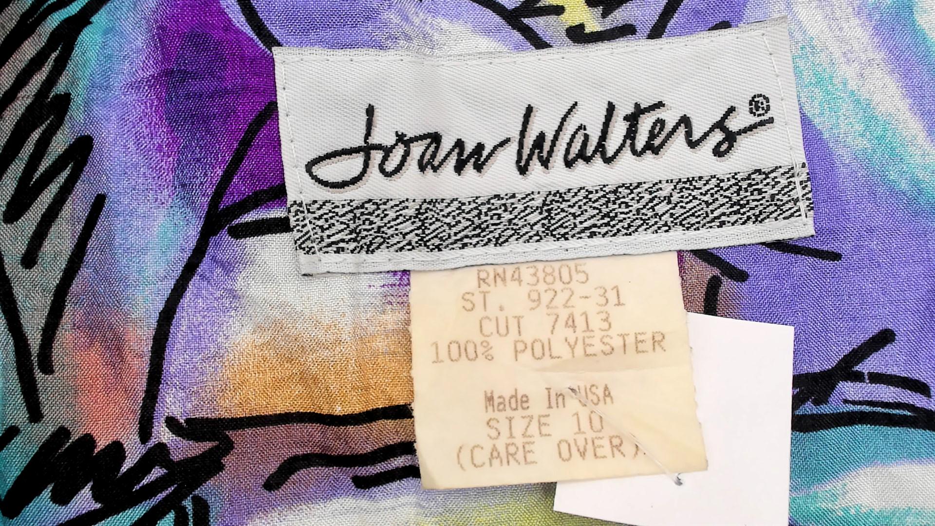 90s Joan Walters Purple Geometric Blazer Open Front Abstract Print Medium
