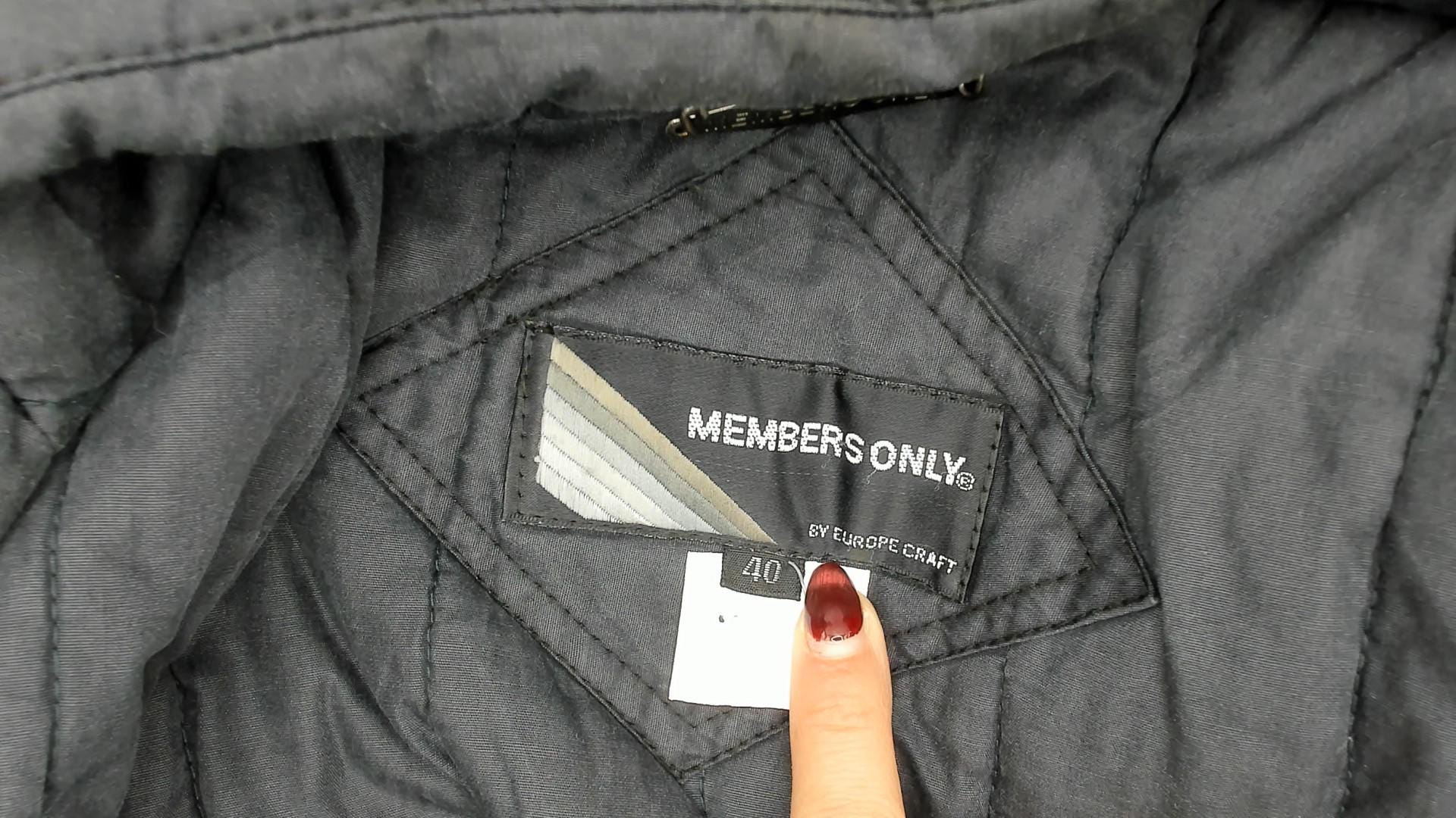80s Members Only Bomber Jacket Black Raglan Snap Front Large