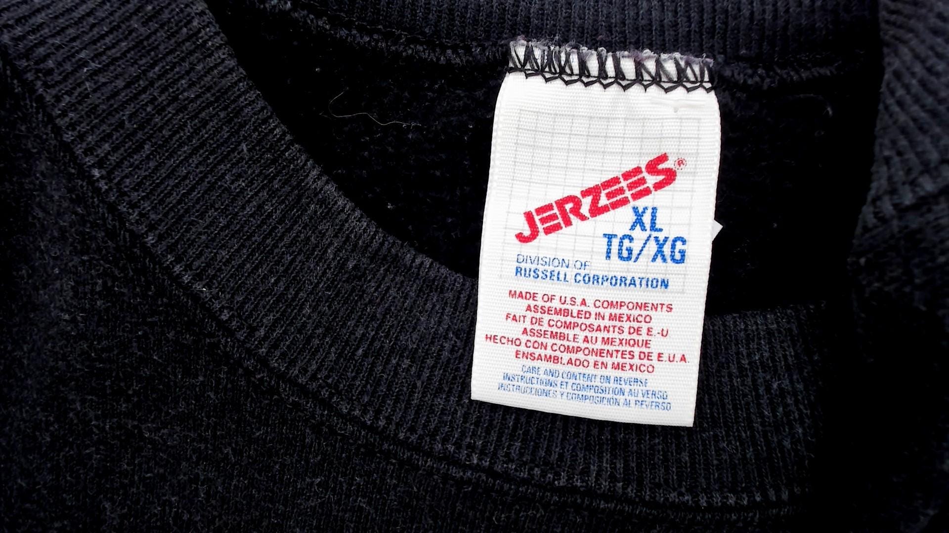 90s Jerzees Black Crewneck Sweatshirt Ribbed Cuffs Extra Large XL