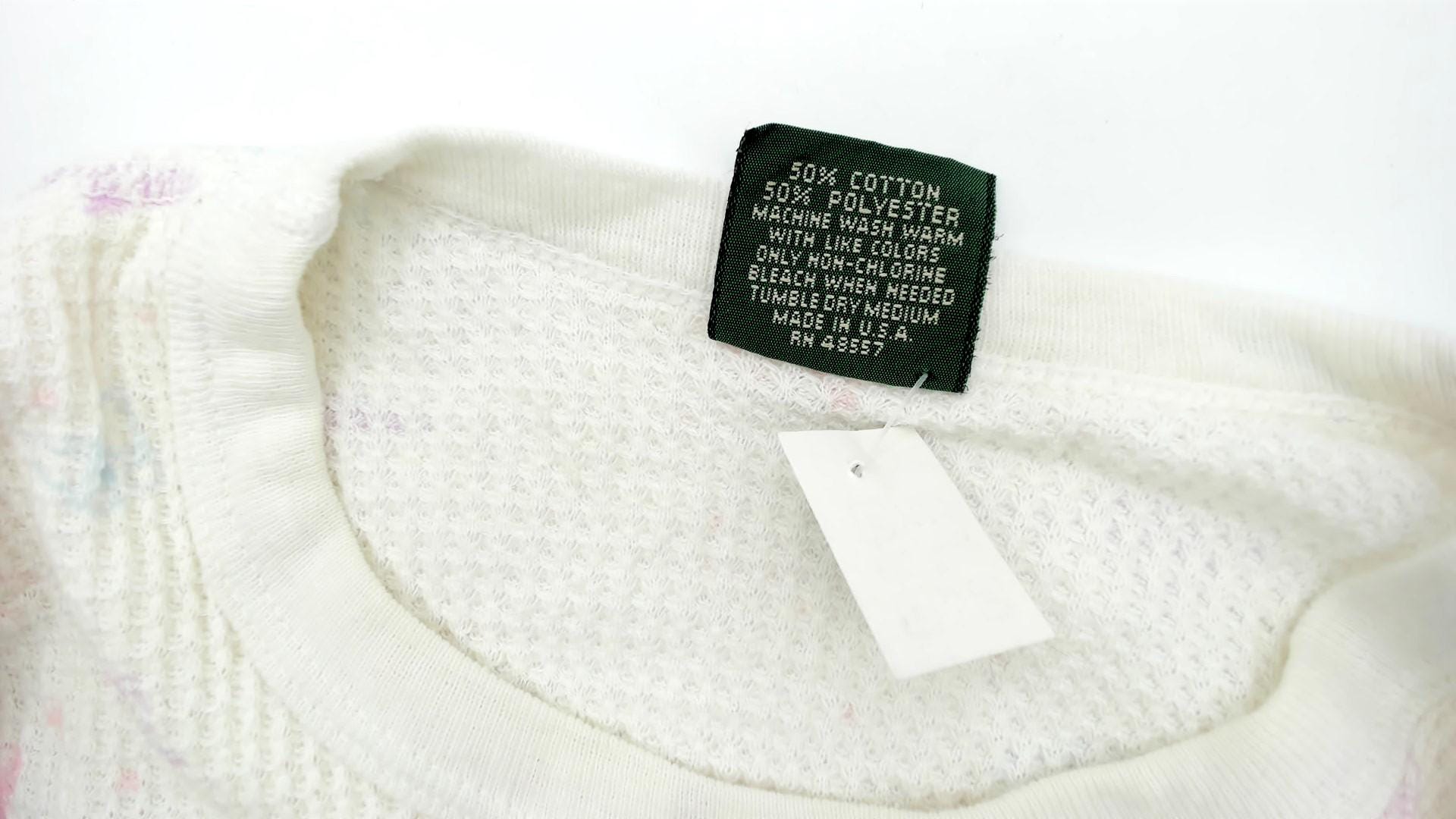 80s High Sierra Butterfly Thermal Waffle Knit Long Sleeve Tee White Medium