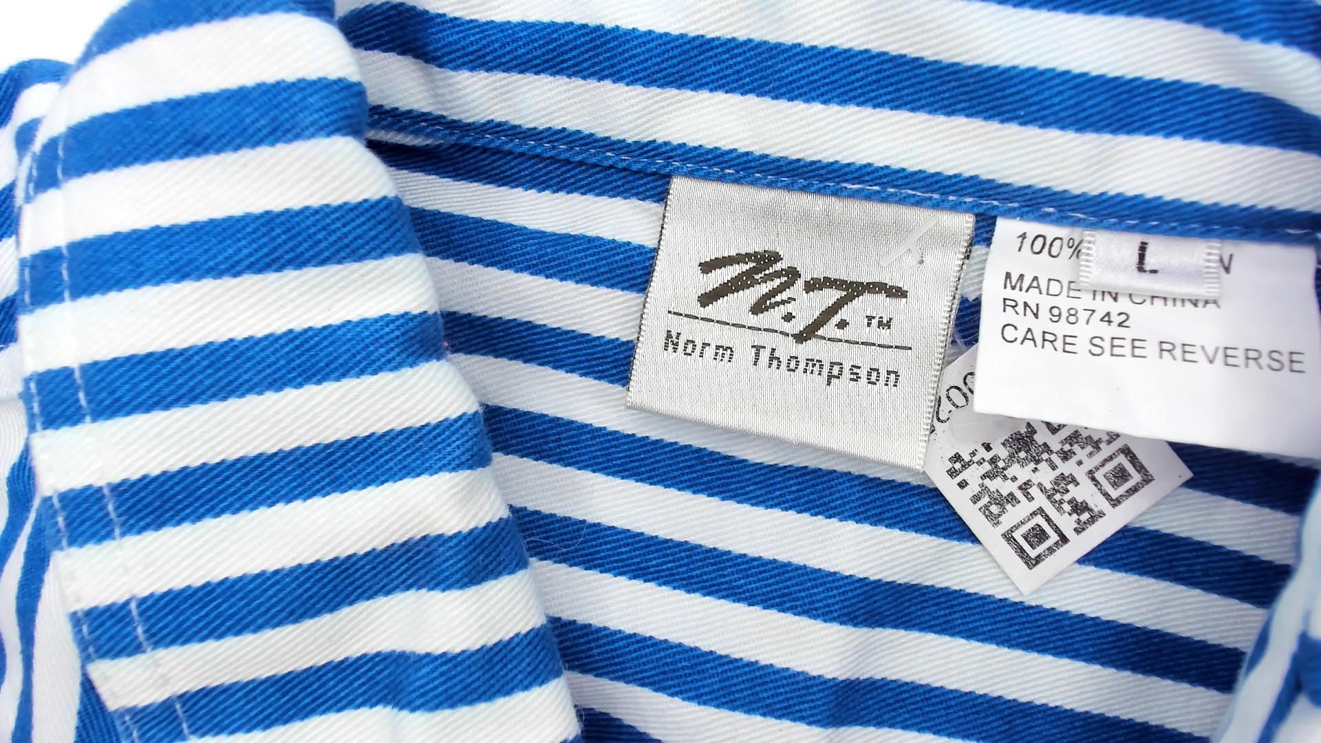 Y2K Norm Thompson Blue White Striped Cotton Blouse Cropped Large L