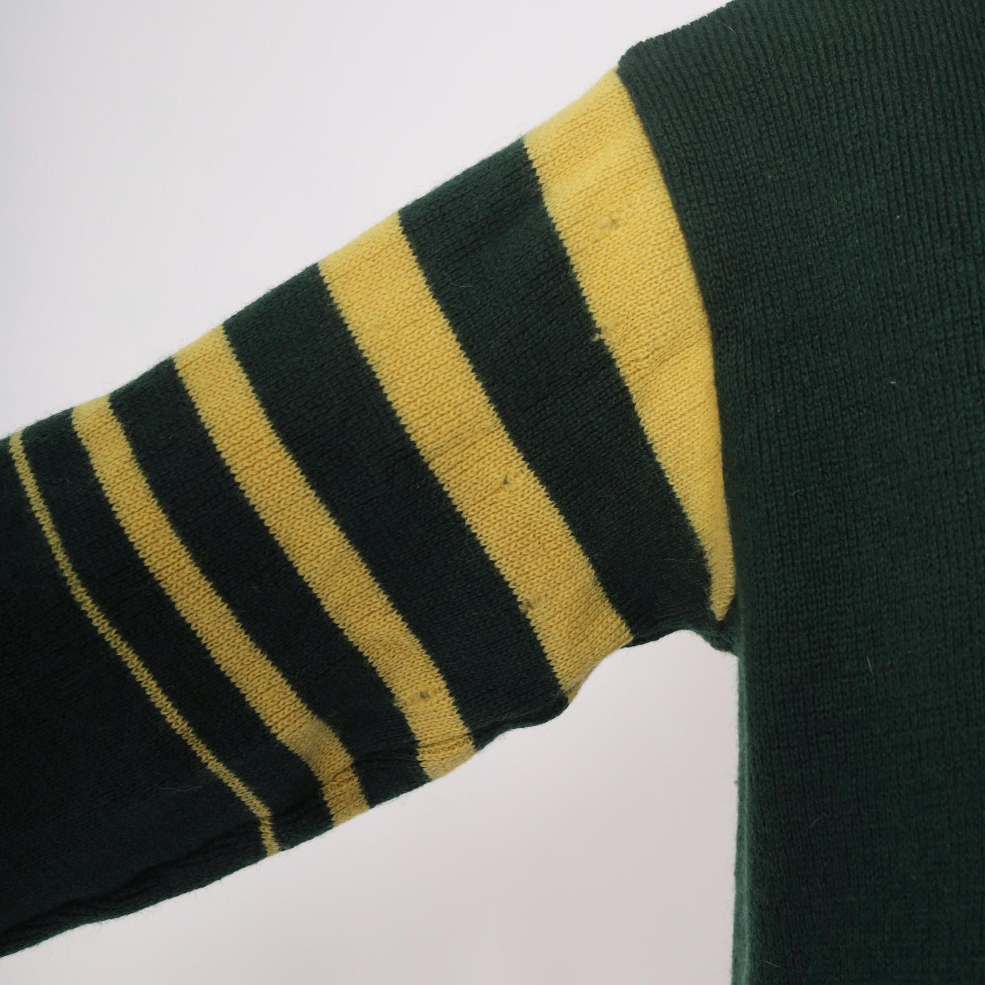 70s Norvyk by Renoir Wool Sweater Forest Green Striped Sleeves Large