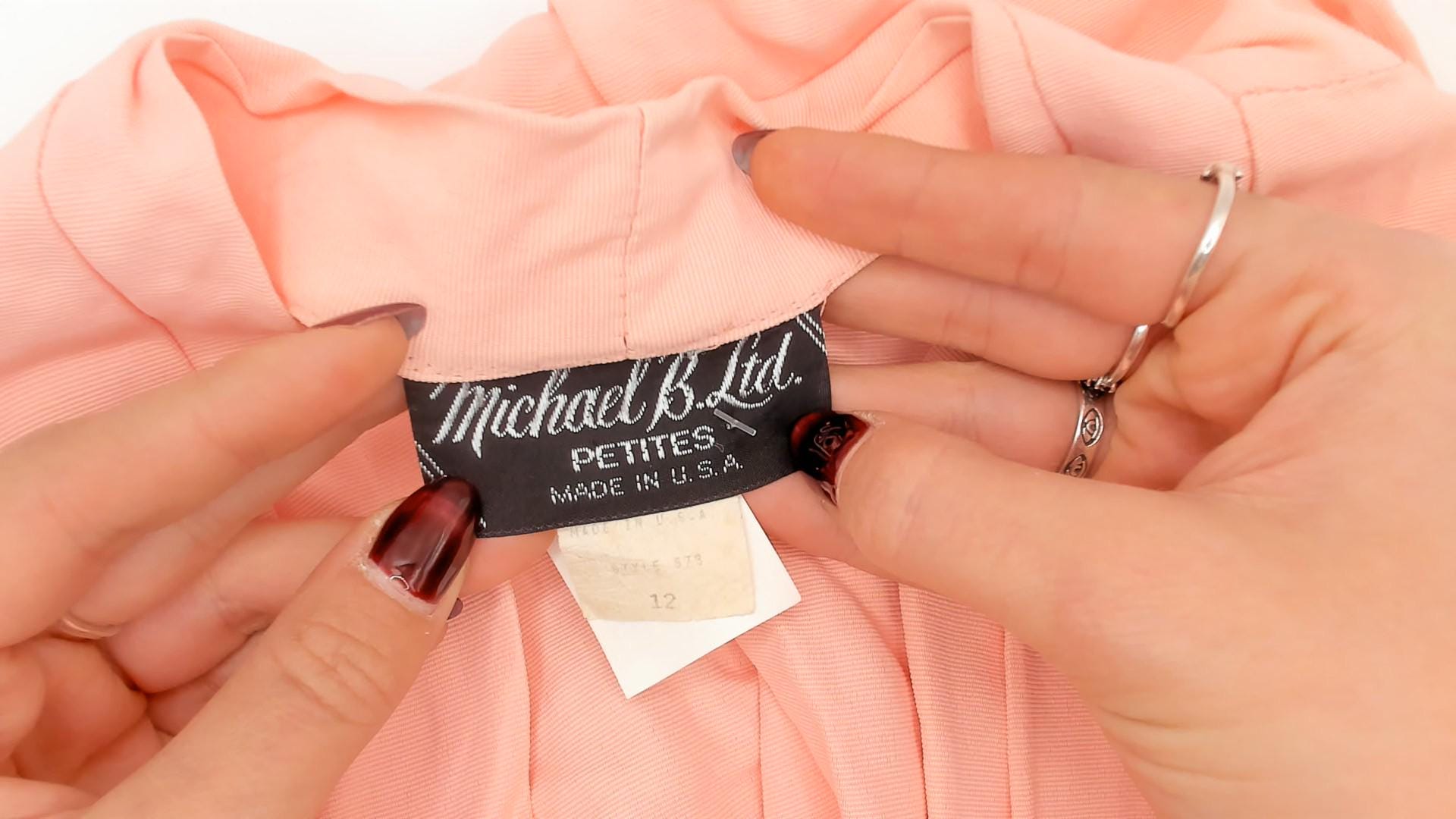 80s Michael B LTD Petites Pink Wrap Romper V-Neck Shawl Collar Small