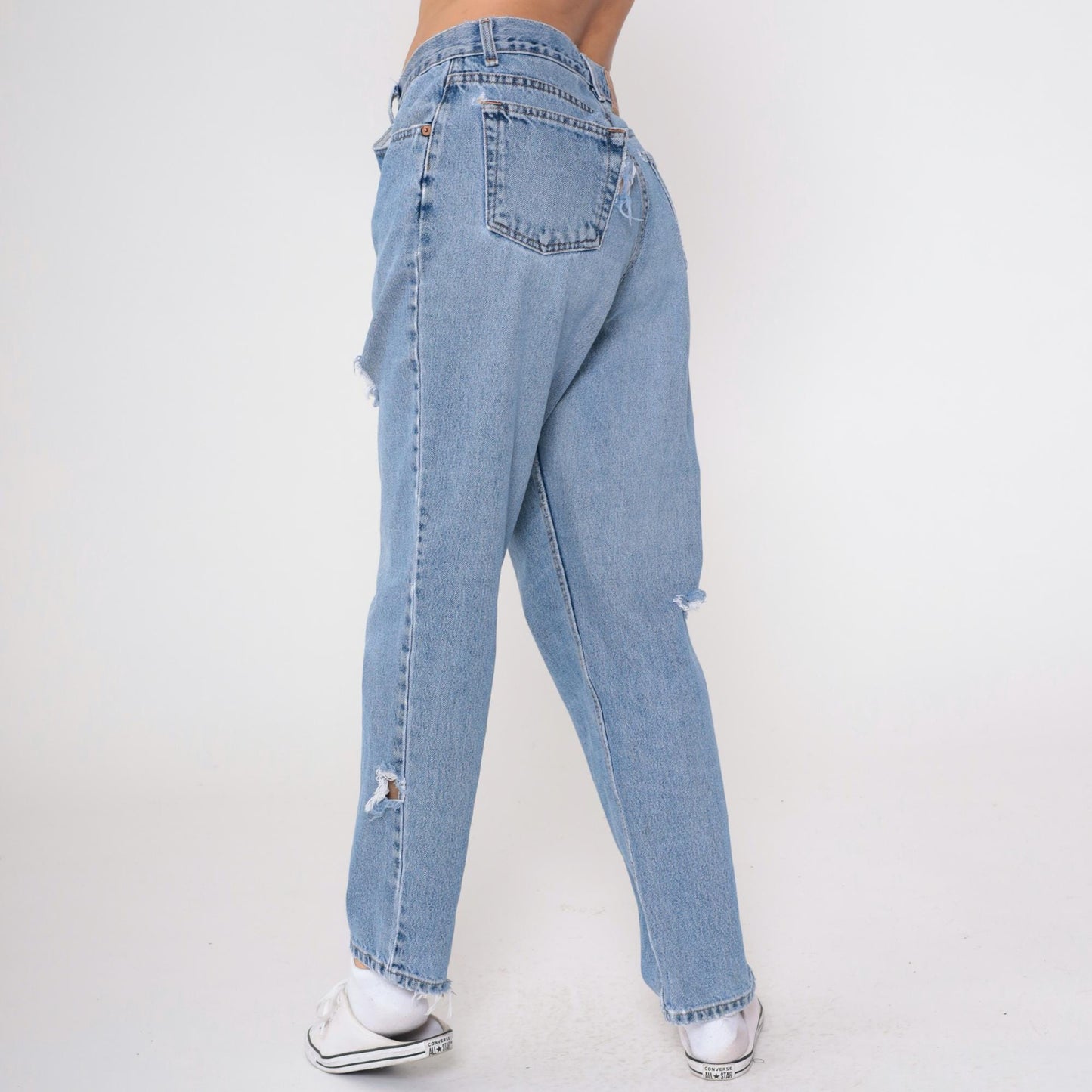 90s Old Navy Light Wash Distressed Jeans High Waist Straight Leg Medium