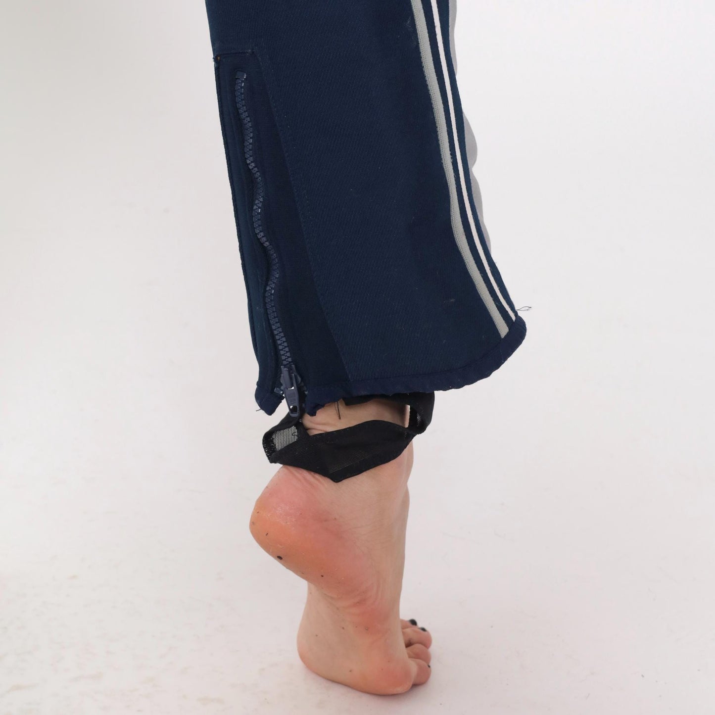 70s Obermeyer Wool Ski Bib Pants Gray Navy Colorblock High Waisted Medium