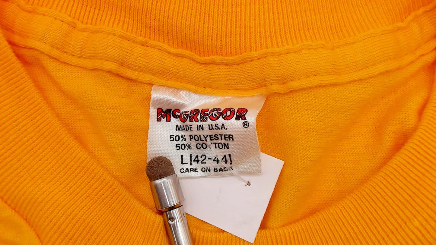 80s McGREGOR Yellow Muscle Tee Tank Top Chest Pocket Tunic Large L