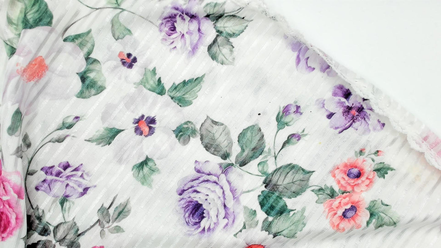 90s Floral Mini Slip Dress White Rose Print V-Neck Bow Camisole XXS