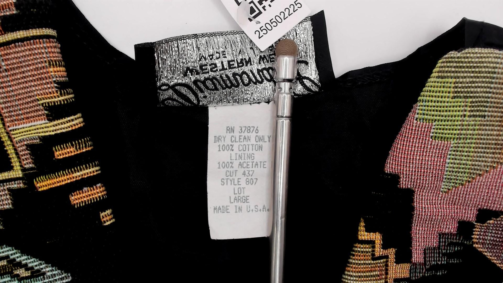 90s Diamond Western Wear Southwestern Tapestry Vest Black Geometric Cotton Large