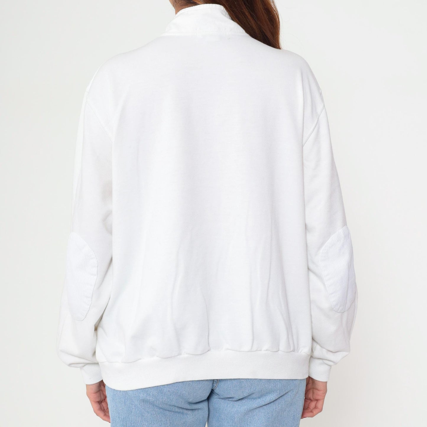 80s Alfred Dunner Quarter-Zip Sweatshirt White Geometric Embroidered Extra Large