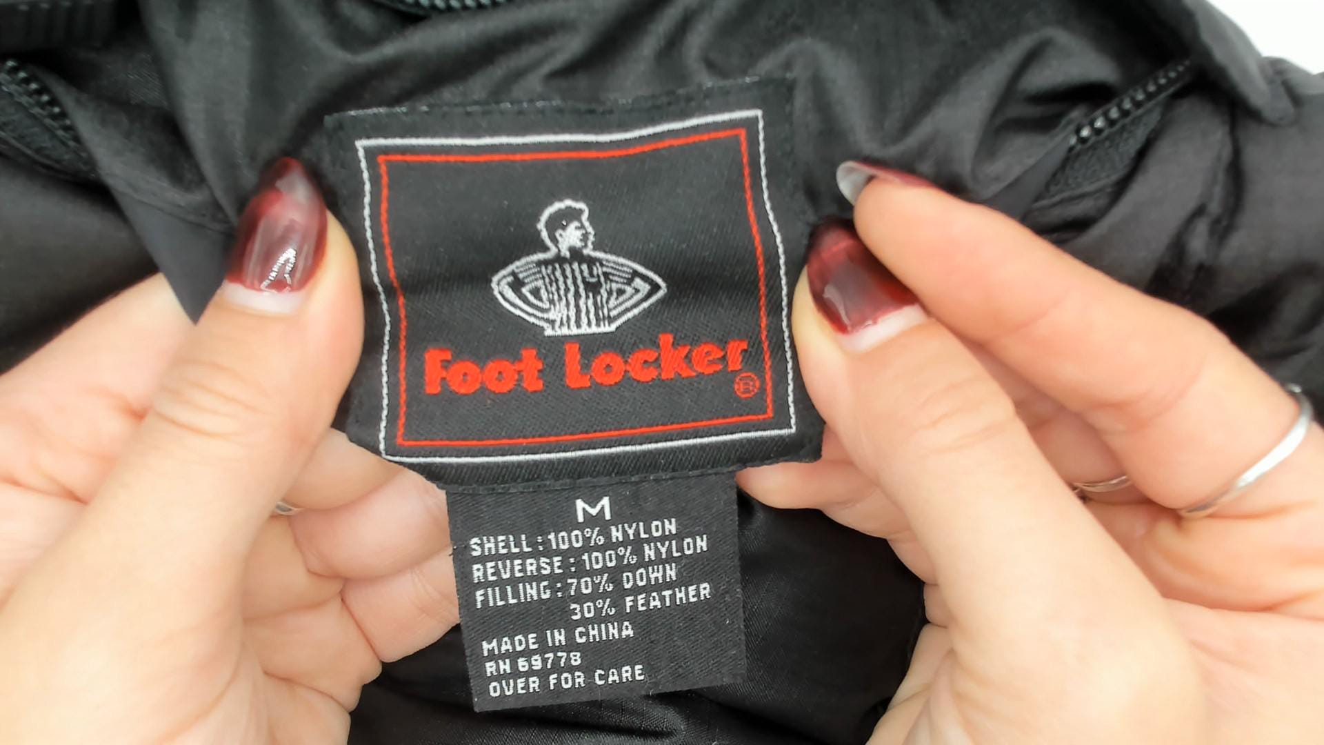 Y2K Foot Locker Black Down Puffer Vest Funnel Neck Medium M