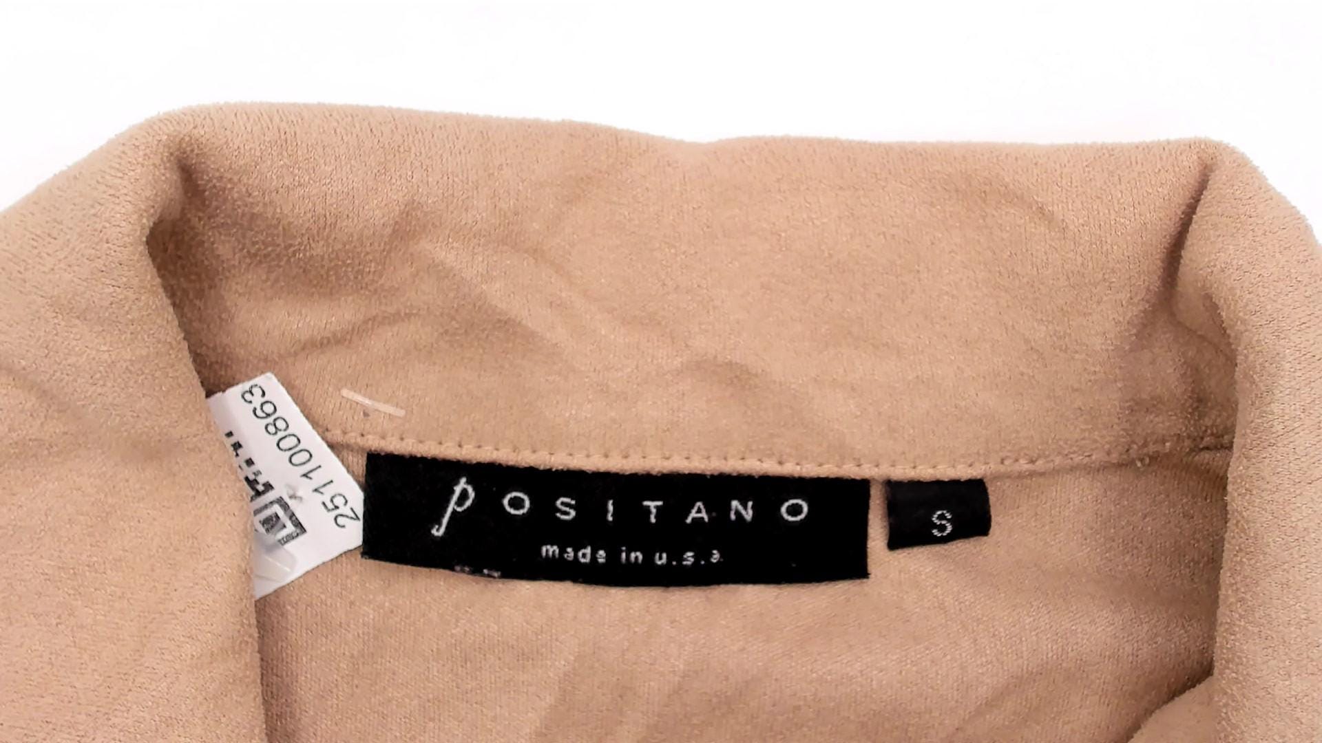 Y2K Positano Beige Camp Collar Shirt Short Sleeve Stitch Detail Small S