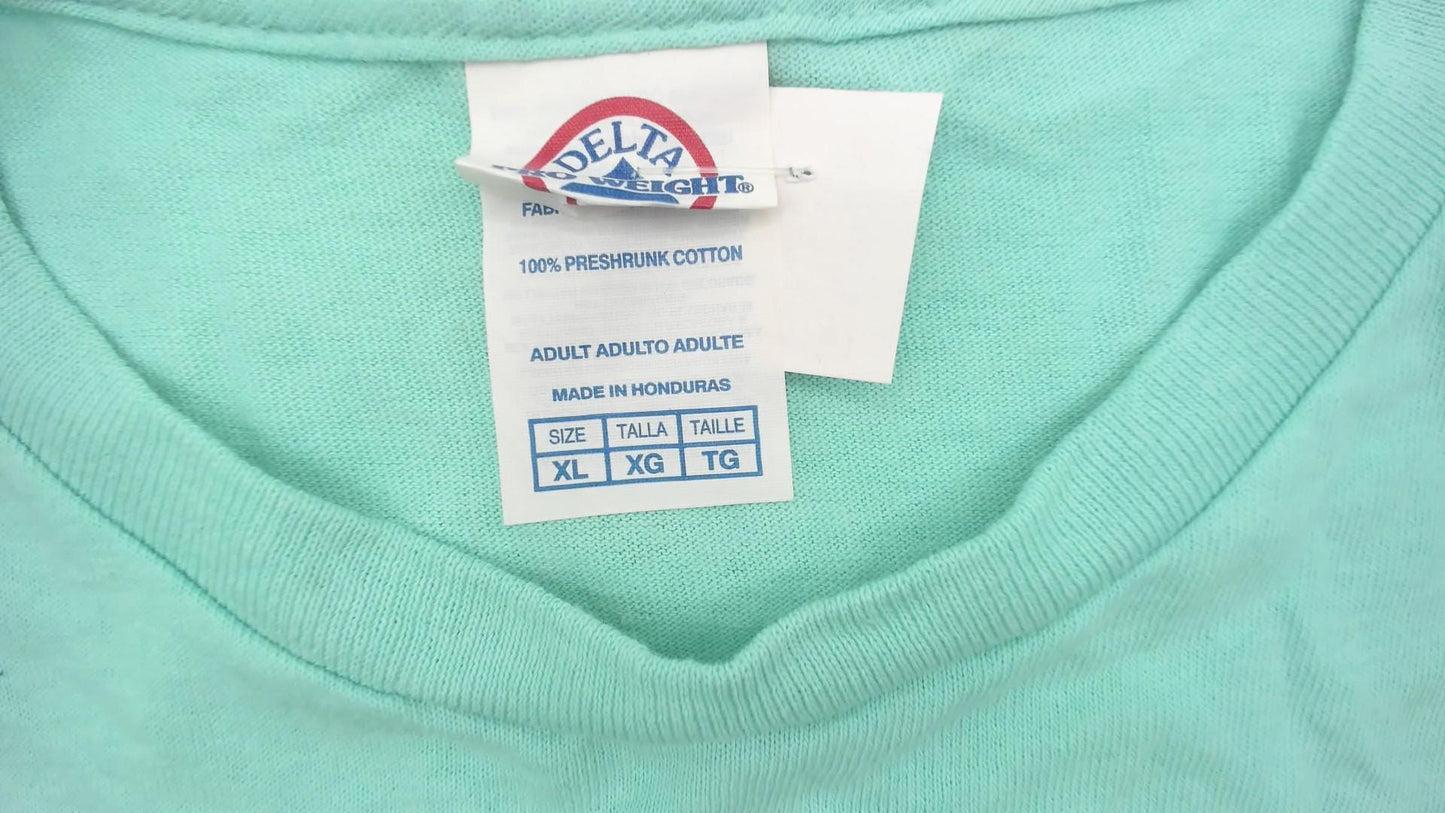 90s Cocker Spaniel Puppy Graphic Tee Turquoise Floral Butterfly Cotton Extra Large XL