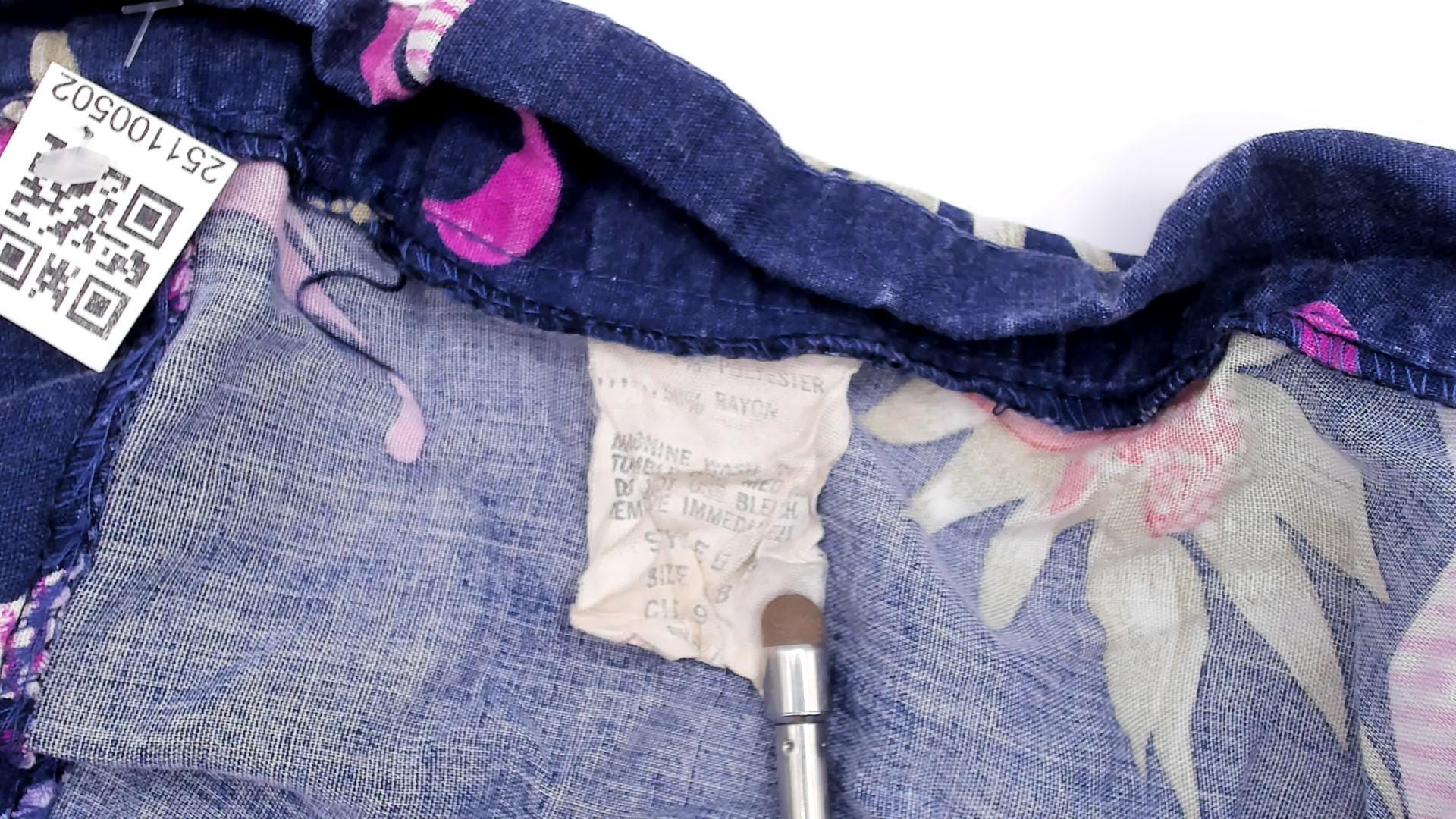 80s Sixpence Floral Wrap Skirt Navy Pink Purple Knee Length Small