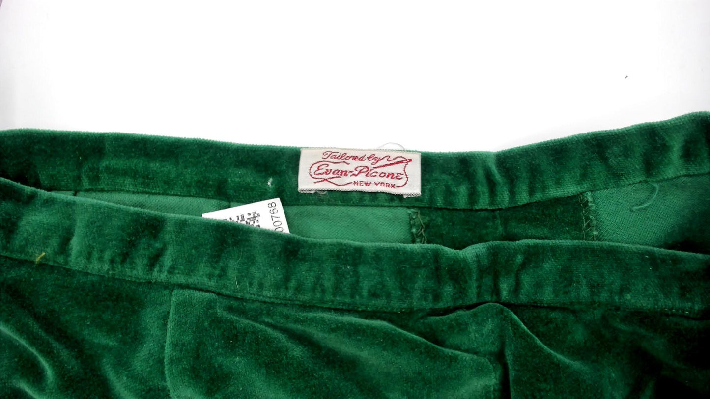 70s Evan Picone Velvet Pants Emerald Green High Rise Straight Leg Medium