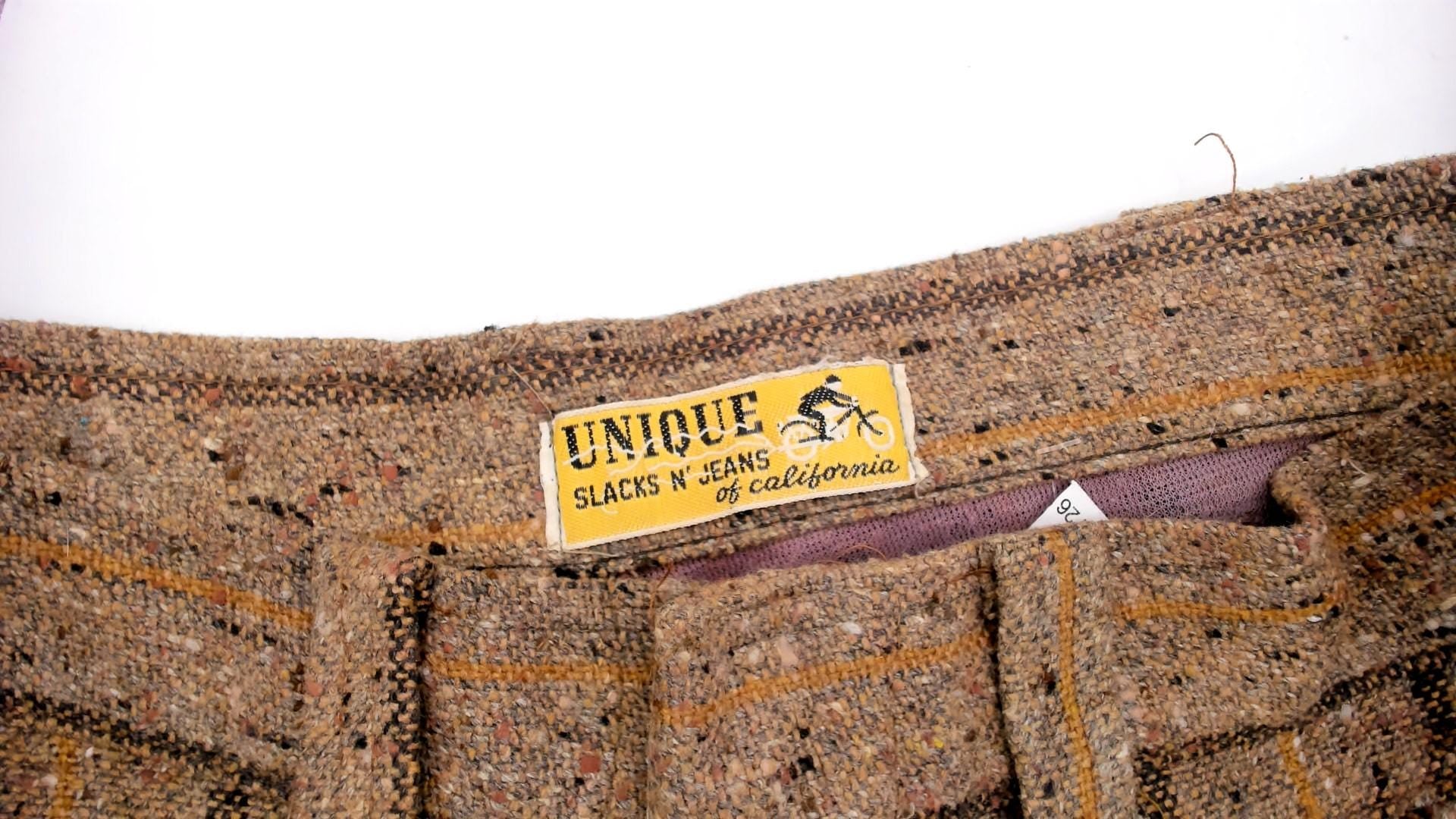 70s Brown Tweed Flare Pants High Waisted Striped Bell Bottom Medium M