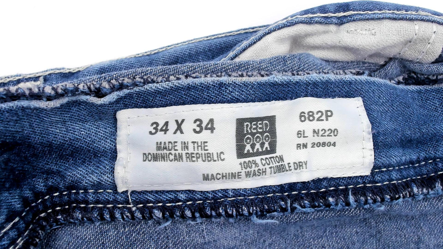 90s Reed Carpenter Jeans Blue Denim High Rise Straight Leg 33x32