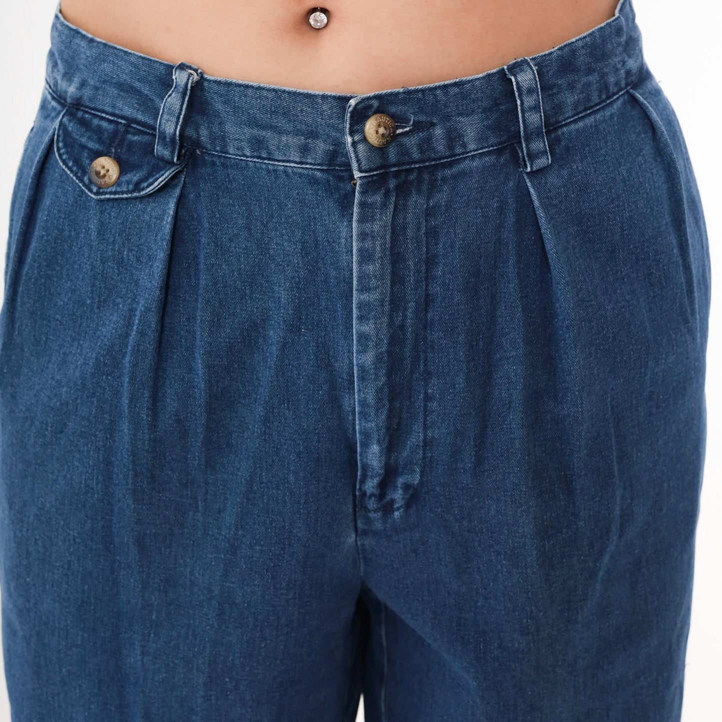 90s Nautica High Waisted Pleated Denim Jeans Blue Tapered Cuff Large