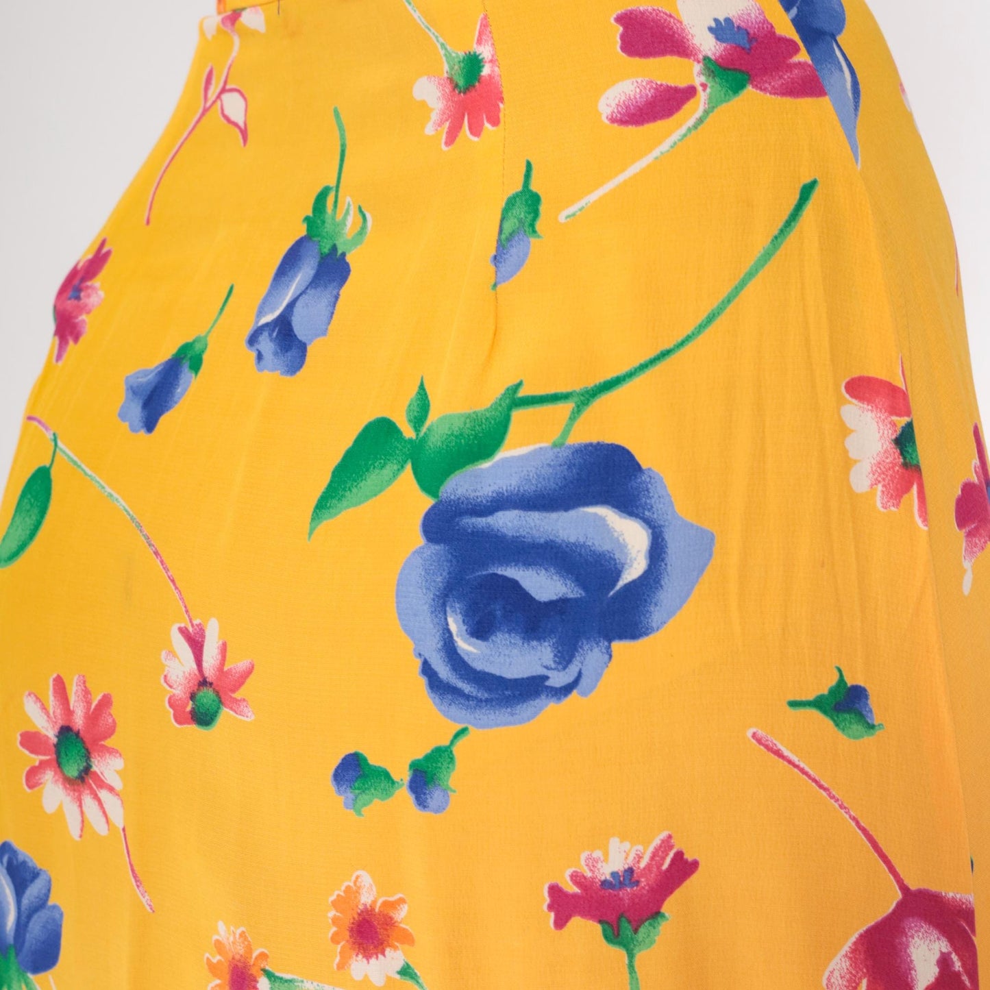 90s Breeches Yellow Floral Maxi Skirt Button Front Small