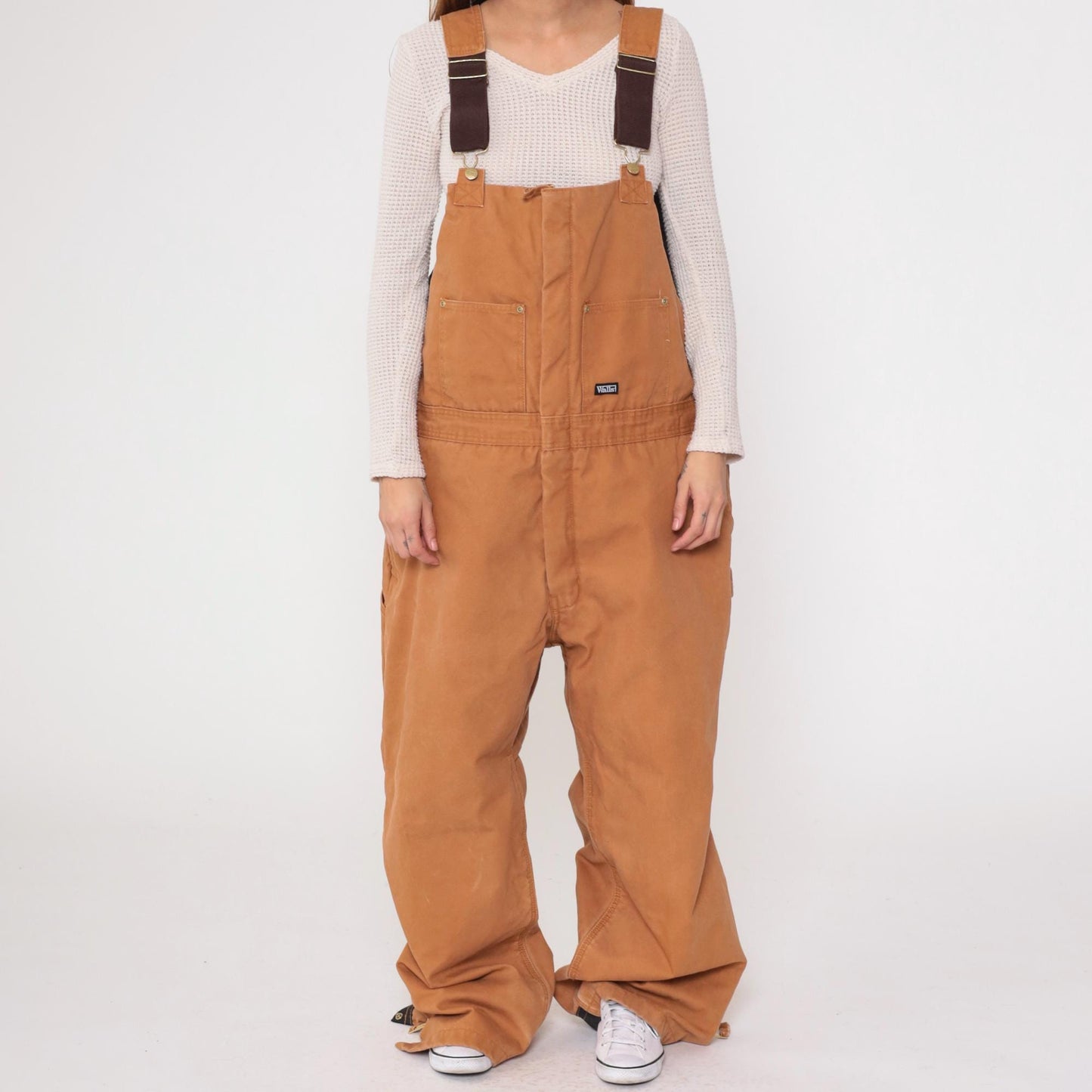 Y2K Walls Work Wear Tan Cargo Overalls XXL Adjustable Straps