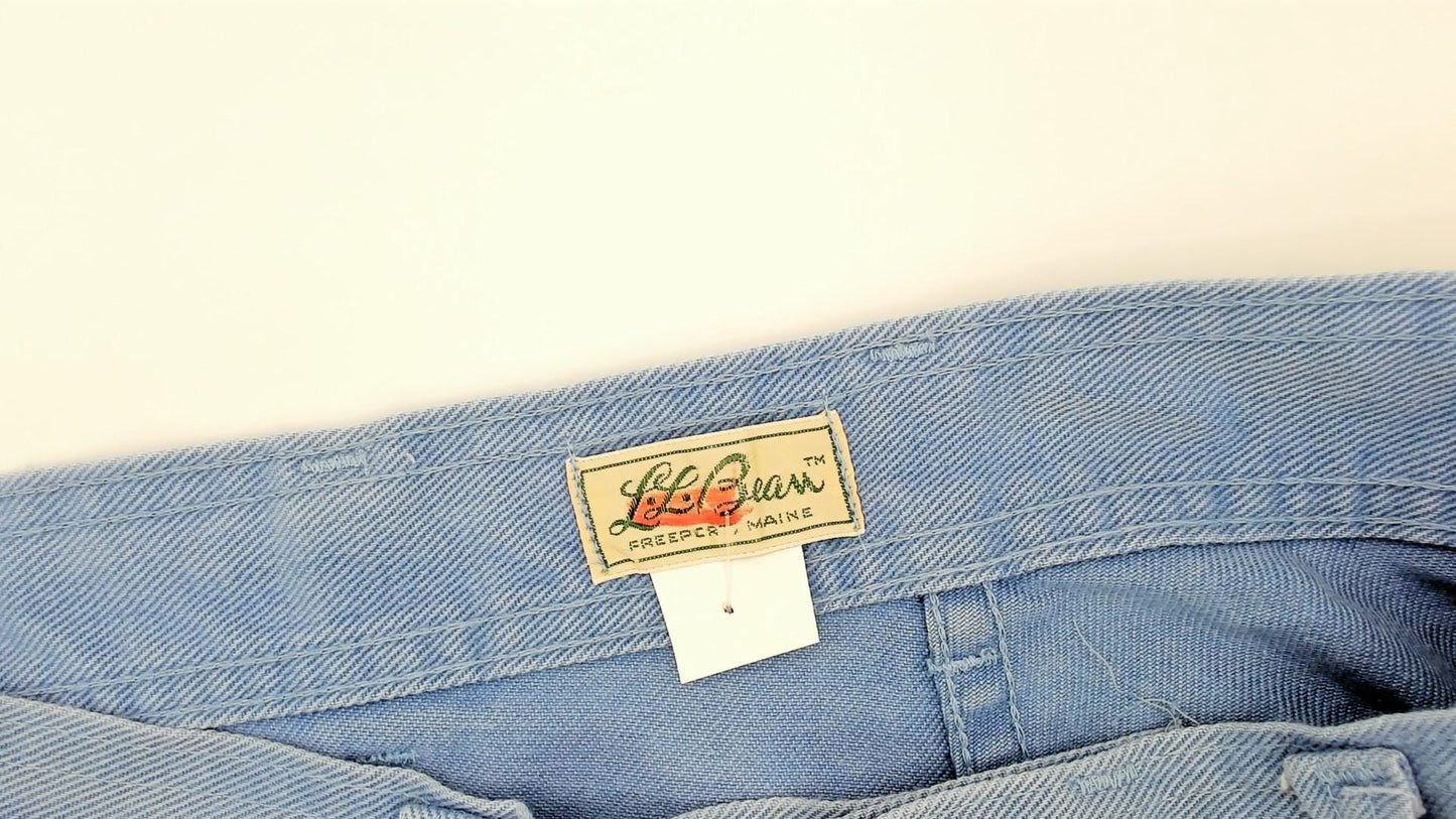 LL Bean 80s Light Blue High-Waisted Cotton Shorts Button Fly Large