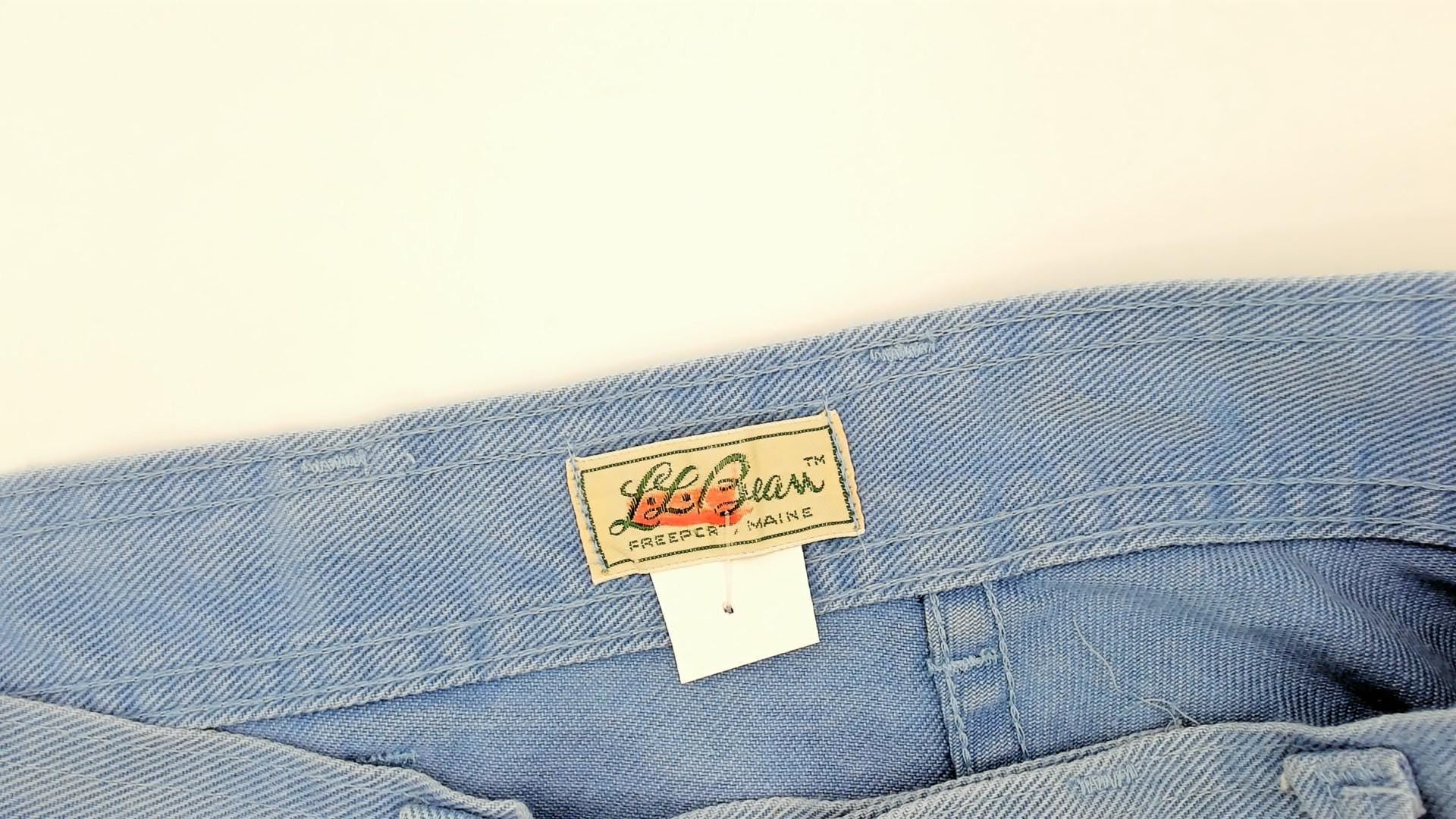 LL Bean 80s Light Blue High-Waisted Cotton Shorts Button Fly Large