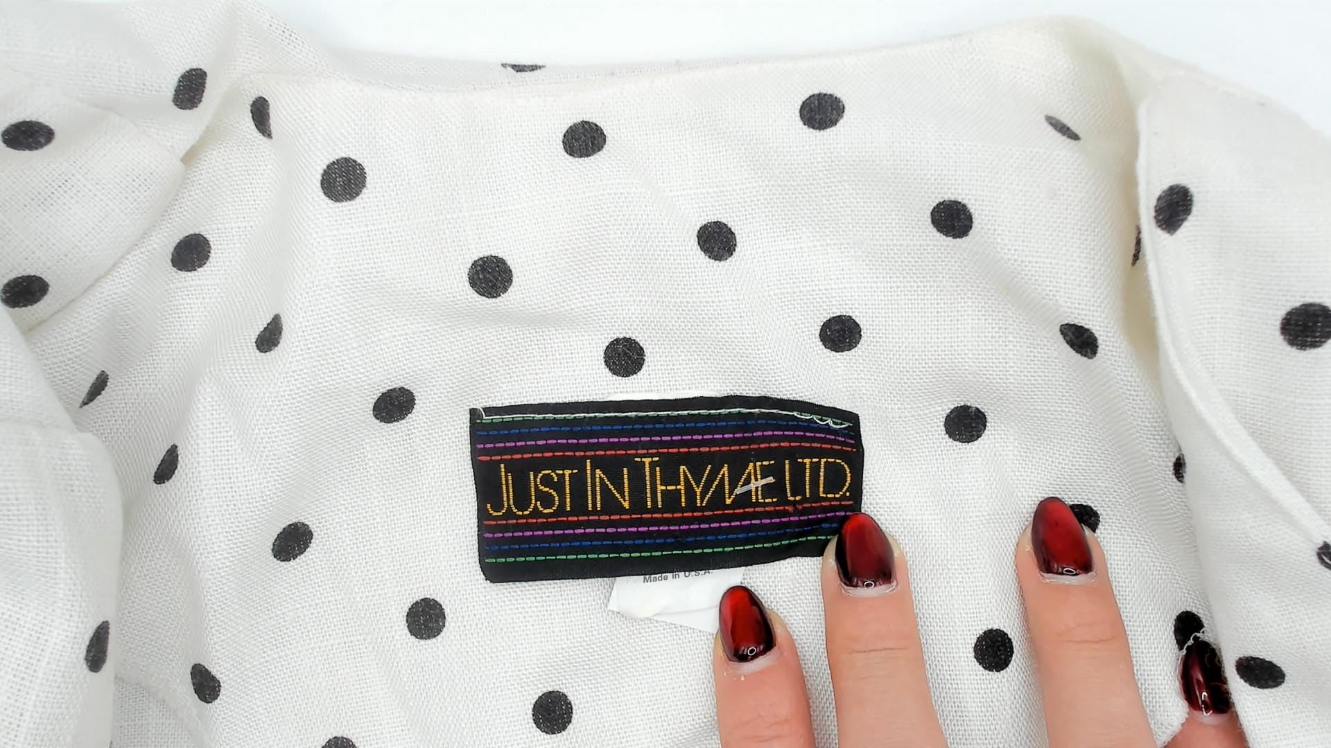 90s Just in Thyme Polka Dot Blazer White Black Red Cuffs Medium M
