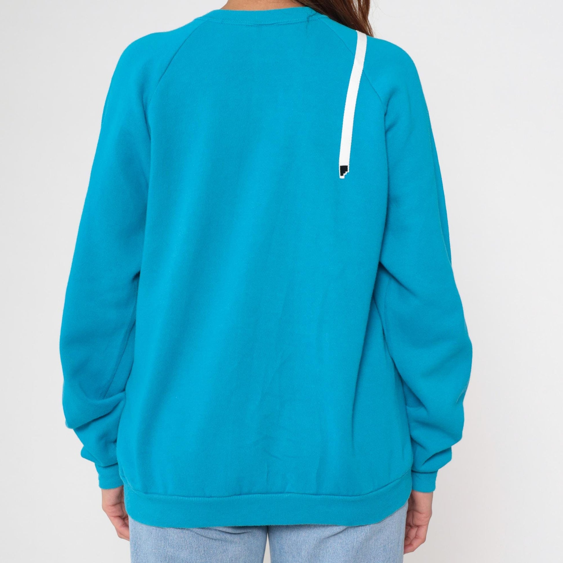 90s Jerzees Owl Graphic Sweatshirt Turquoise Raglan Extra Large XL