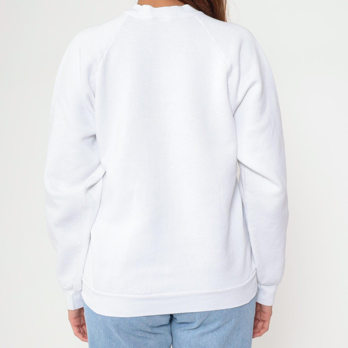90s Cheerleader Sweatshirt White Graphic Raglan Pullover Large L