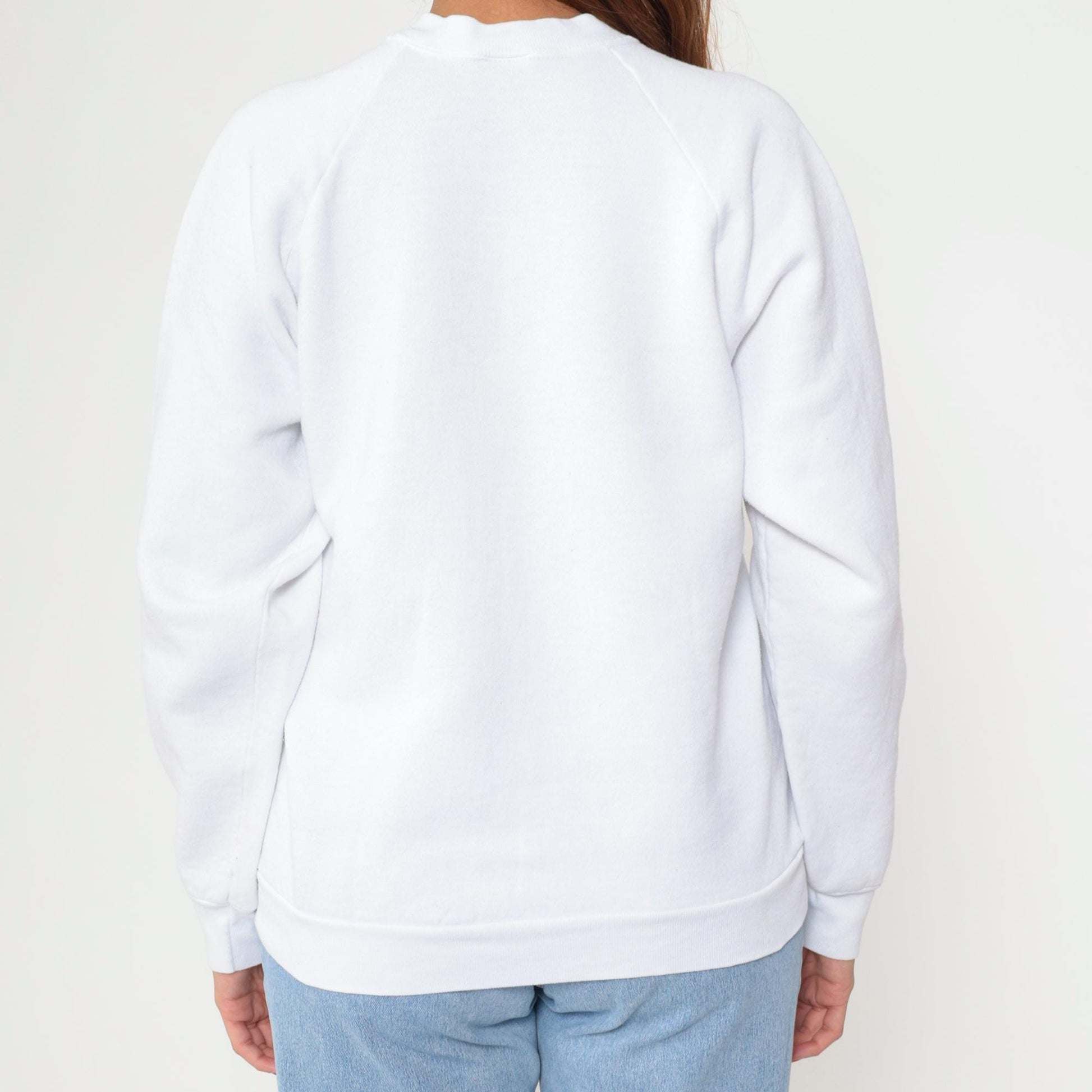 90s Cheerleader Sweatshirt White Graphic Raglan Pullover Large L