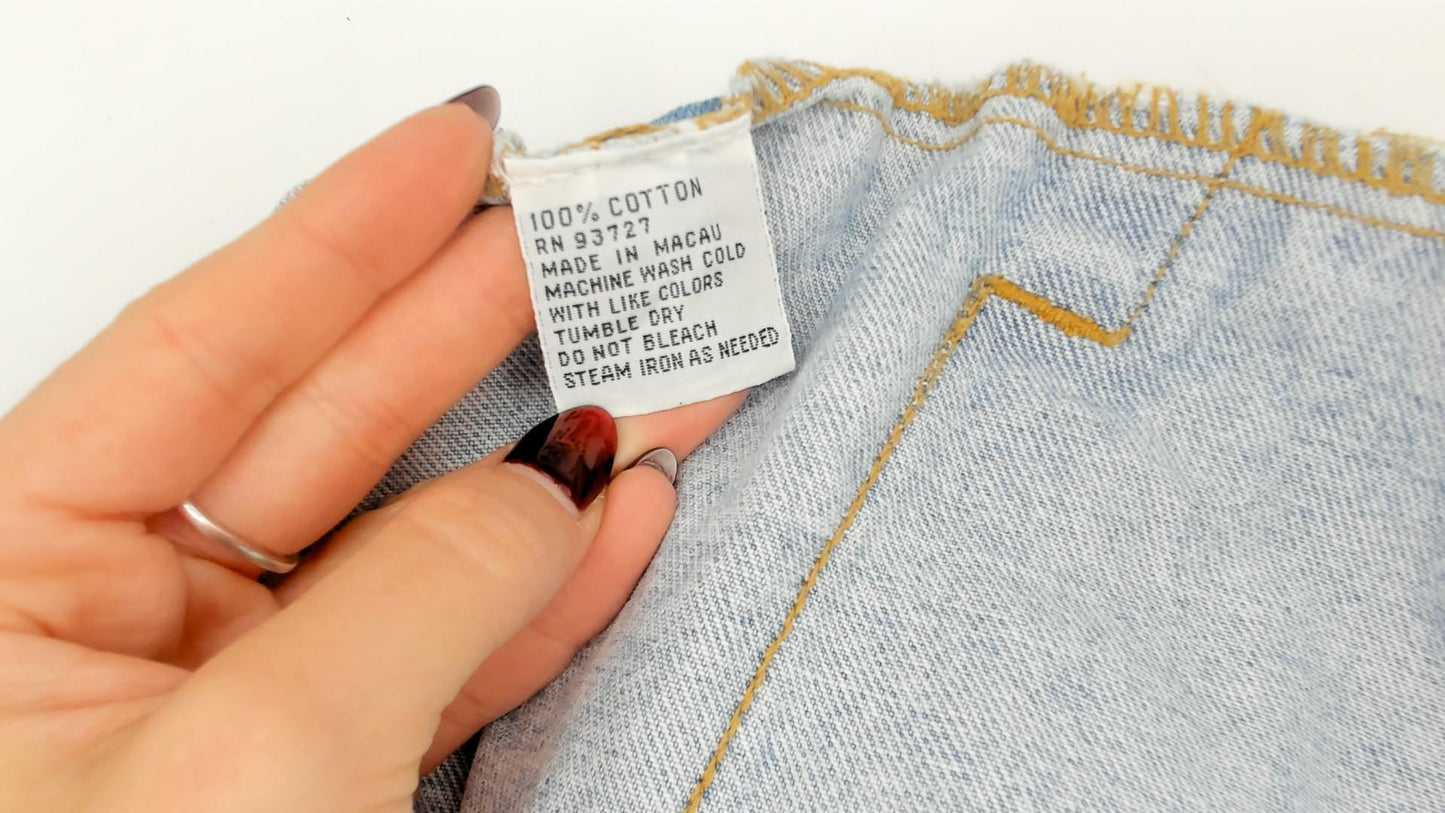 90s Light Wash Denim Jacket Button Front Cotton Jean Coat Large L