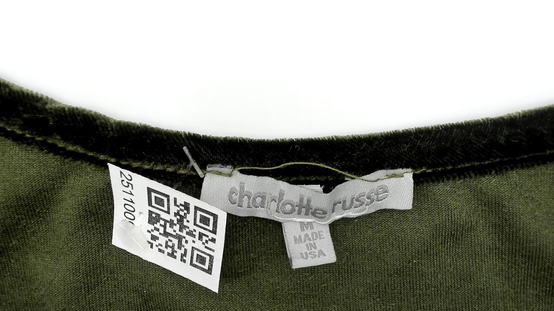 Y2K Charlotte Russe Olive Velvet Bodysuit Lace-Up Racerback Medium