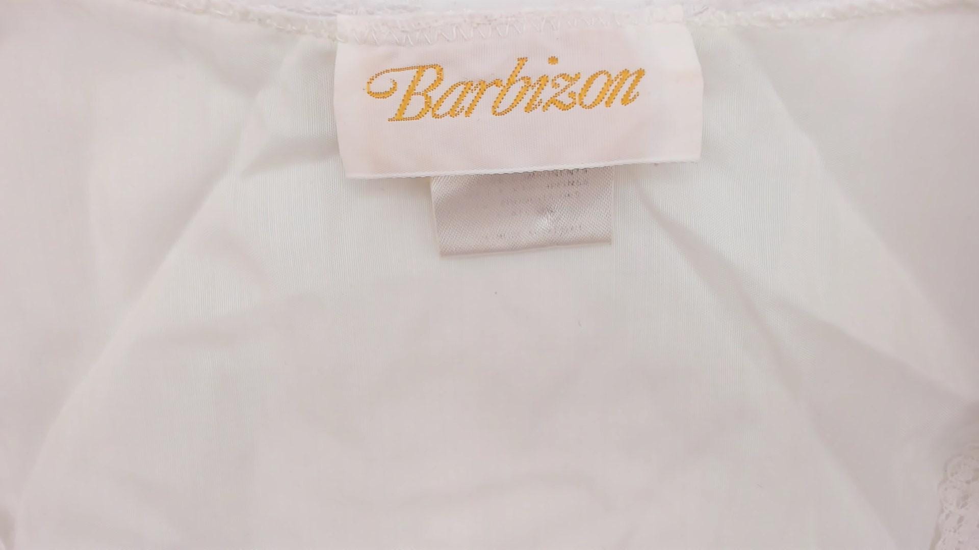80s Barbizon White Lace Nightgown Embroidered Floral V-Neck Slip Medium M