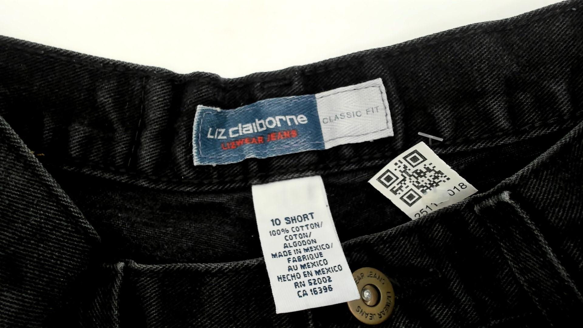 90s Liz Claiborne Black Denim Shorts High Waist Rolled Cuff Medium