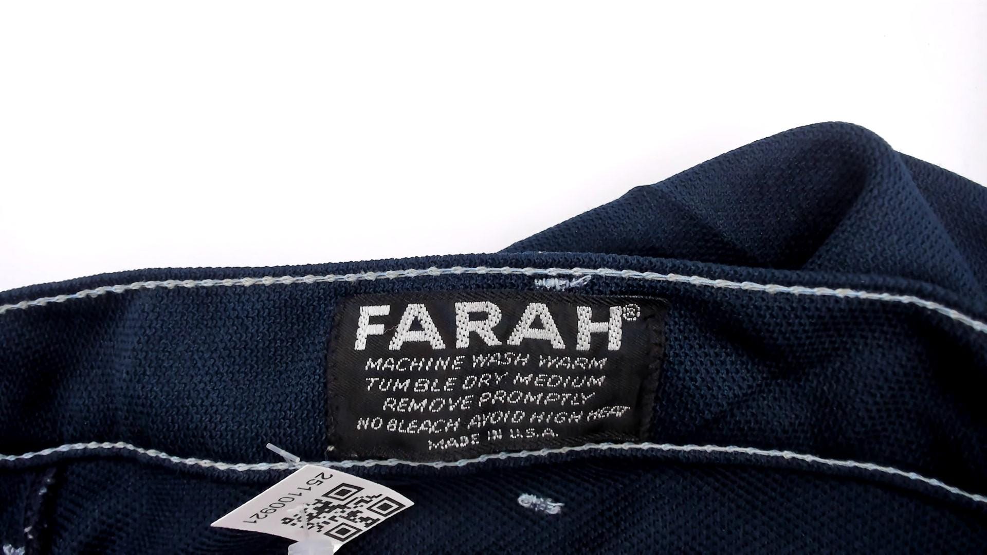 70s Farah Flared Pants Teal Blue White Stitching Low Rise Bell Bottom Large
