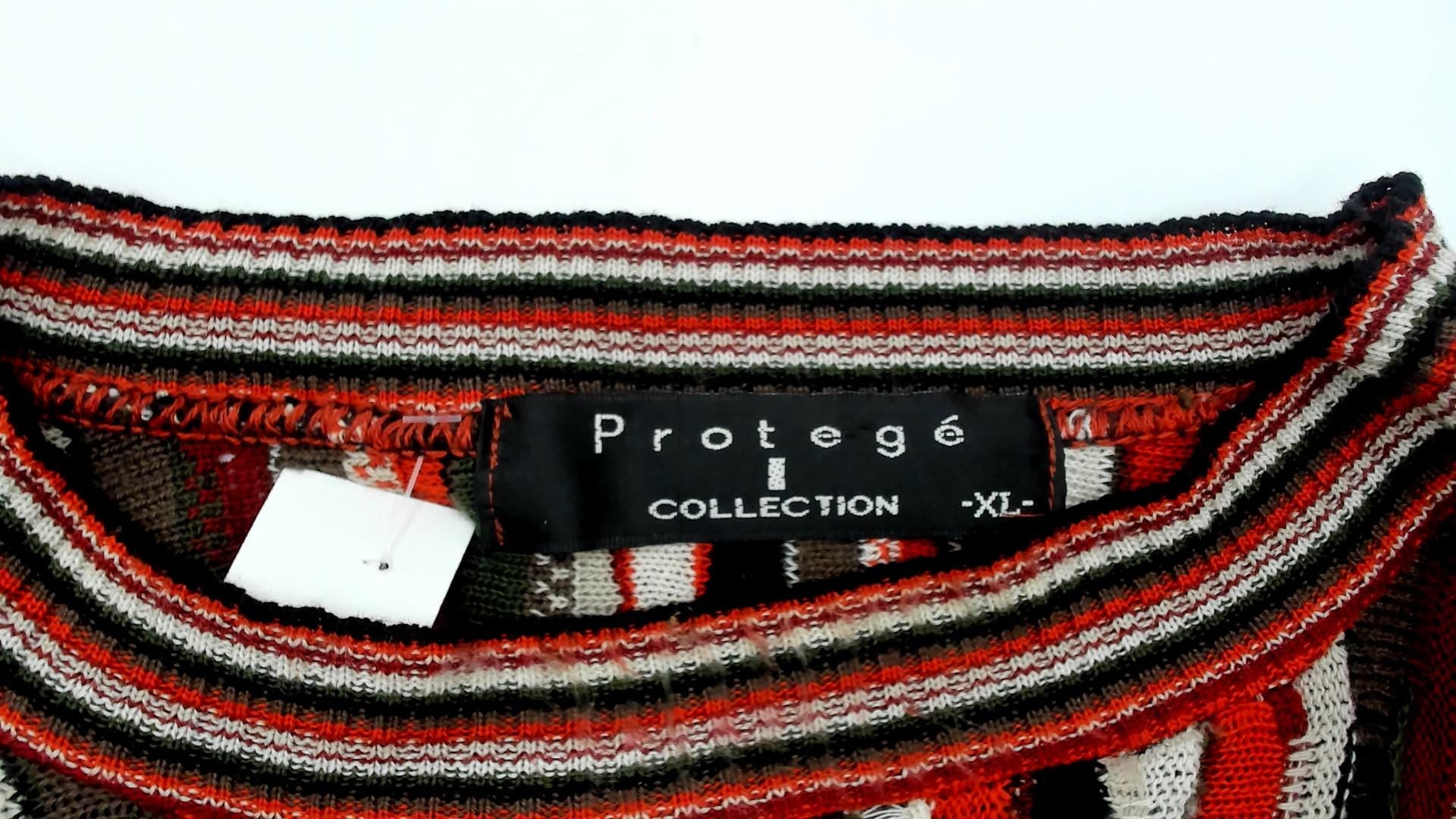 90s Protege Vertical Stripe Crewneck Sweater Rust Orange Black Cream Extra Large