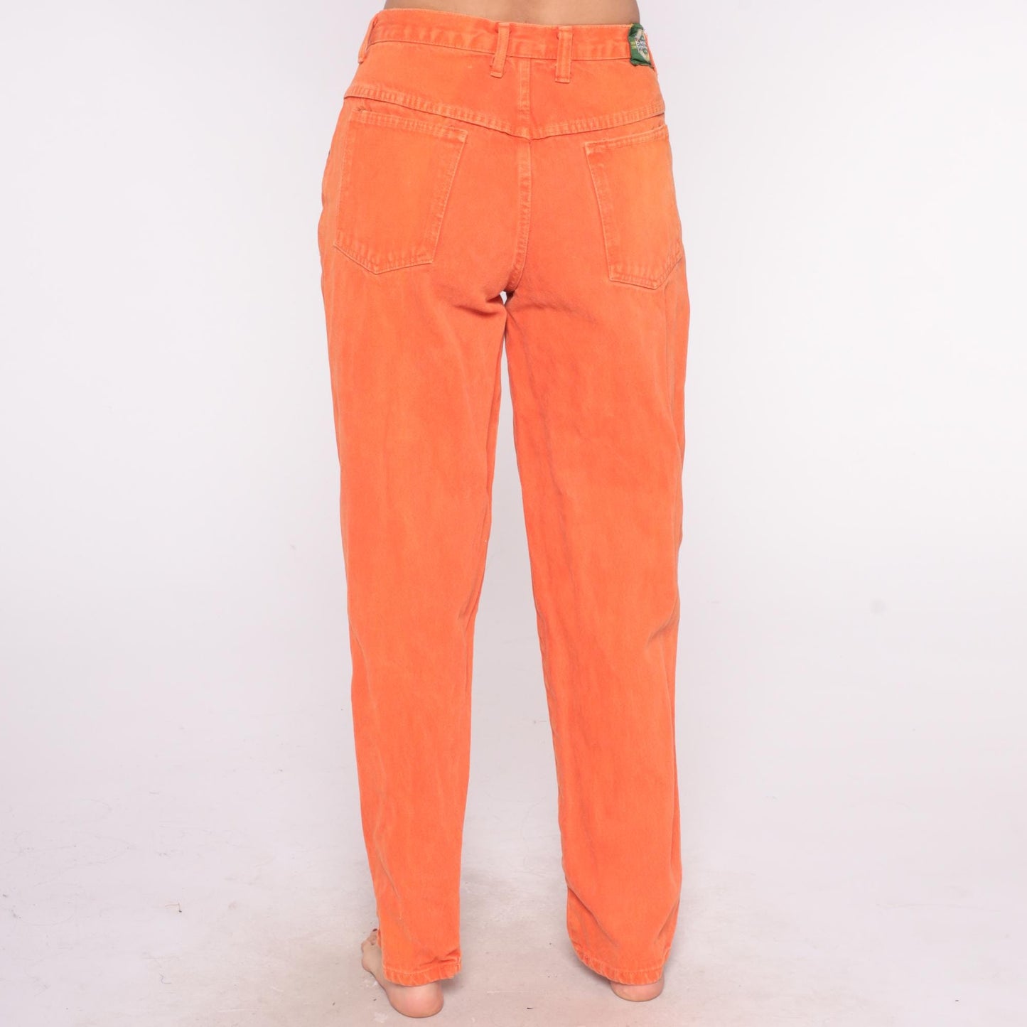 90s One Way Orange Jeans High Waist Straight Leg Cotton Large L