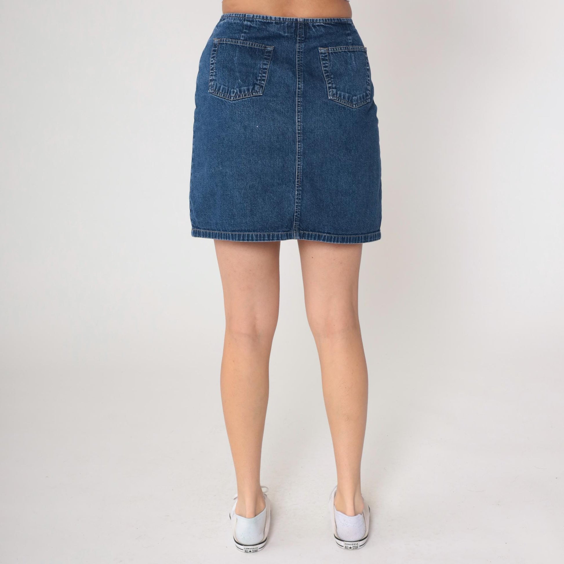 90s NY Jeans Denim Mini Skirt Blue Five-Pocket Small S