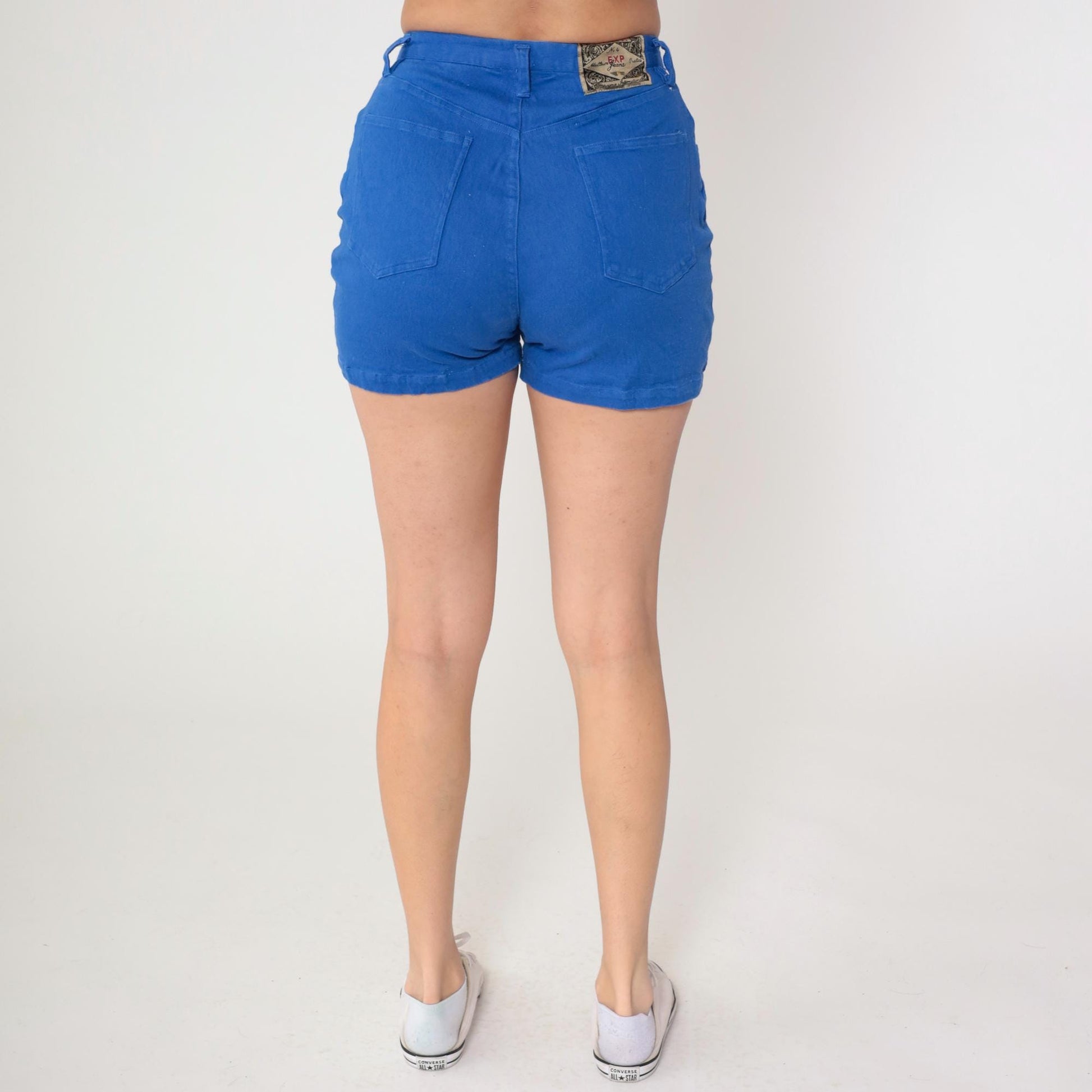 90s Exp Jeans Royal Blue High-Waisted Denim Shorts Small S