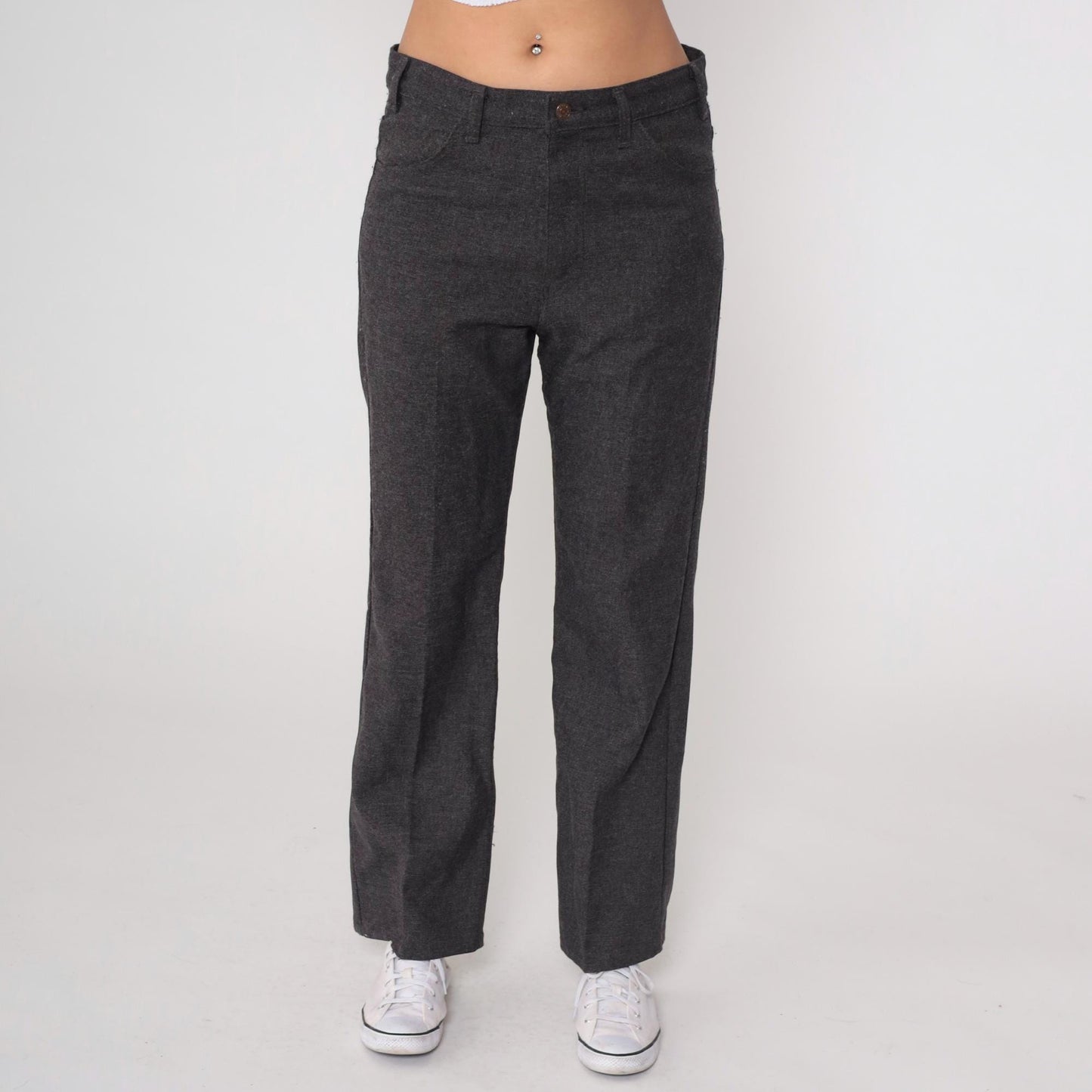 70s Levi's Charcoal Grey Straight Leg Trousers Men's W34 L29