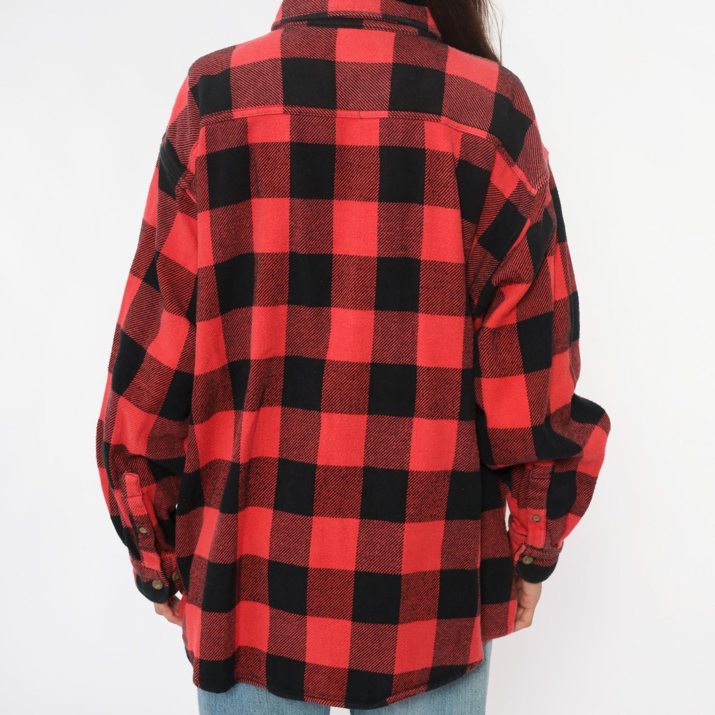 90s Redhead Buffalo Plaid Flannel Shirt Red Black Plus Size XXL