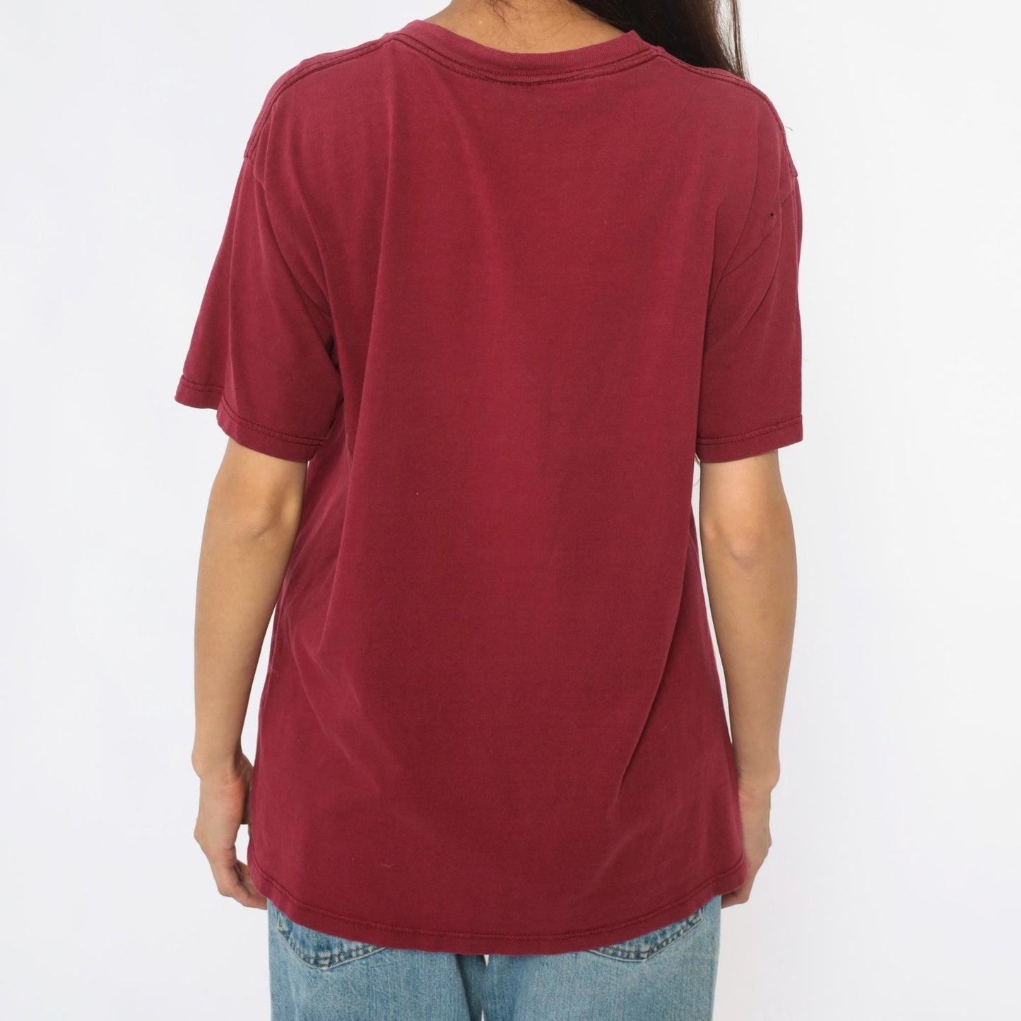 90s Grizzly Bear Montana Graphic Tee Burgundy Cotton Medium M
