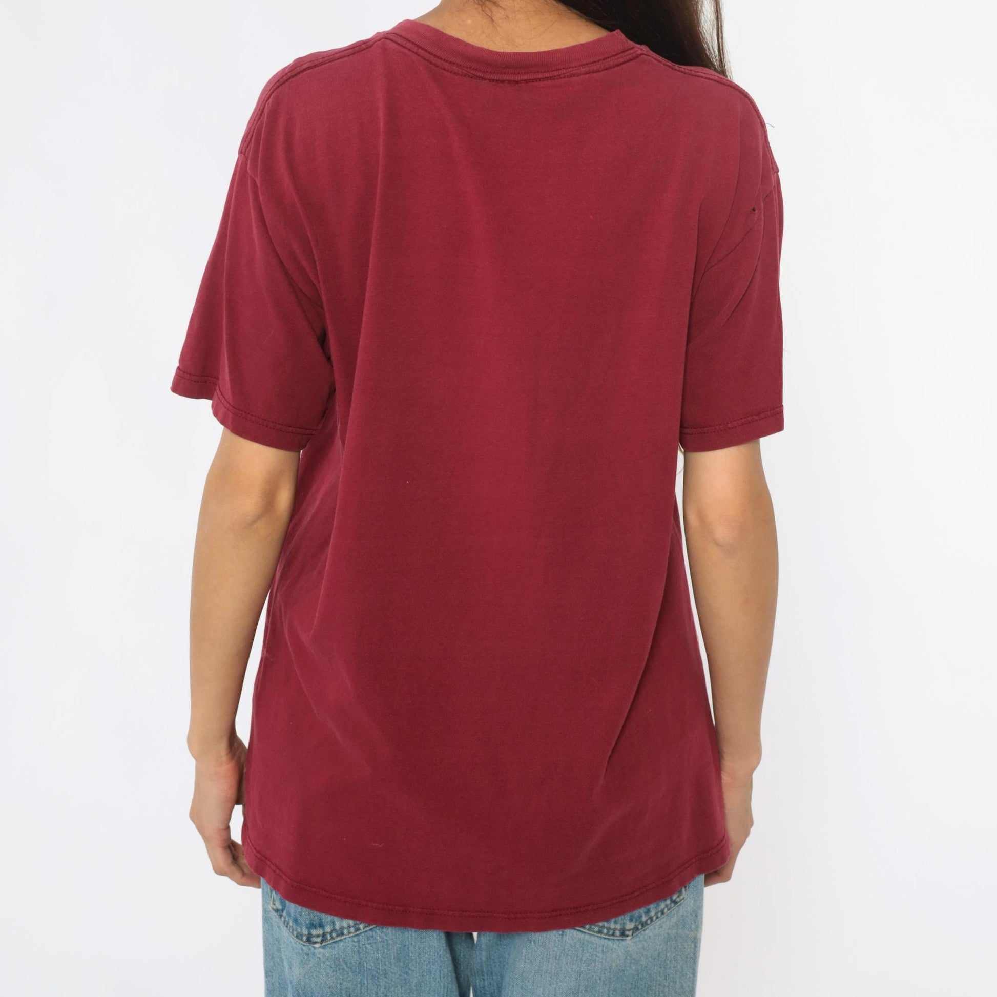 90s Grizzly Bear Montana Graphic Tee Burgundy Cotton Medium M