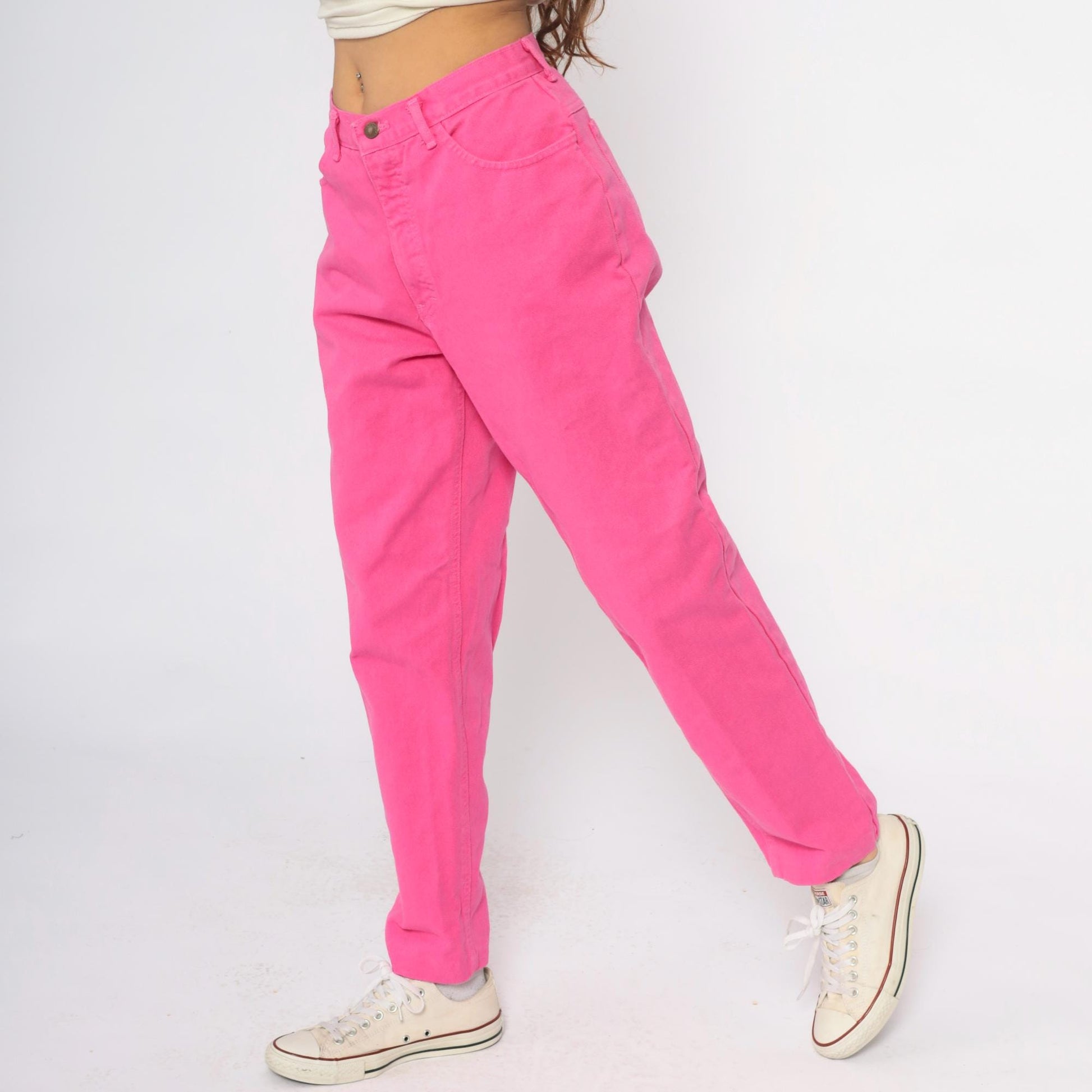 90s Moda Intl Hot Pink High Rise Straight Leg Jeans Cotton Denim Large L