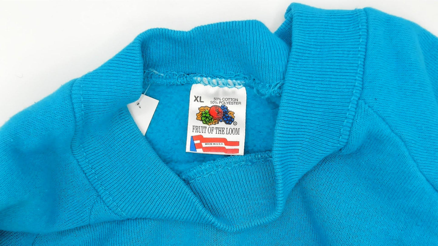 90s Fruit of the Loom Turquoise Crewneck Sweatshirt Raglan Pullover Extra Large XL