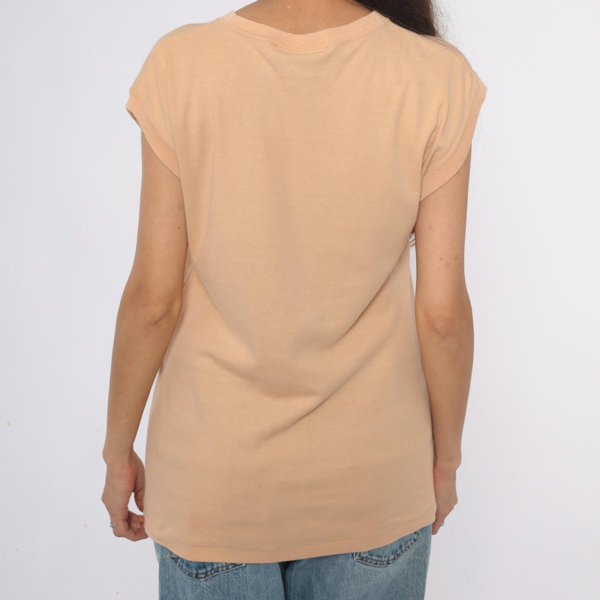 90s Coronet Casuals Tan Cap Sleeve T-Shirt Crew Neck Extra Large XL