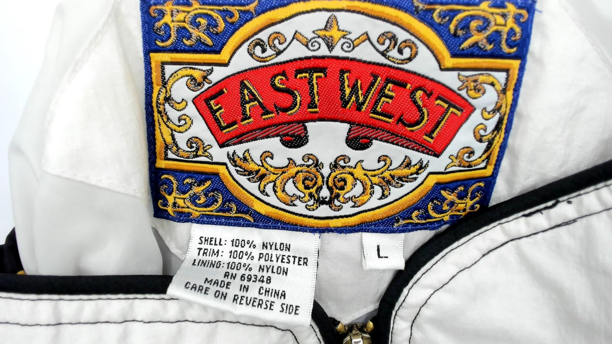 90s East West Windbreaker Multicolor Baroque Checkerboard Chain Print Large