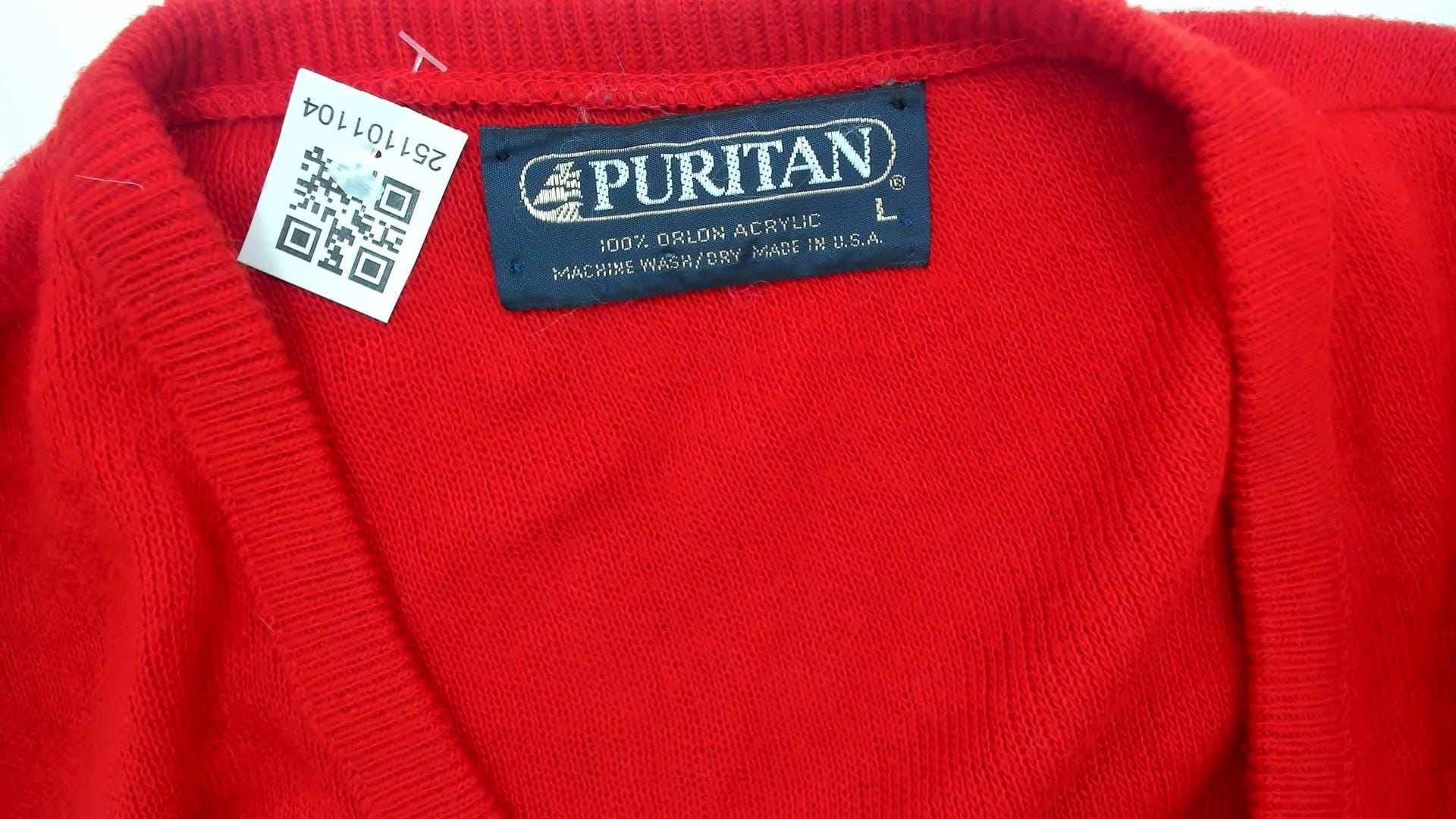 90s Puritan Red V-Neck Sweater Ribbed Knit Pullover Large L